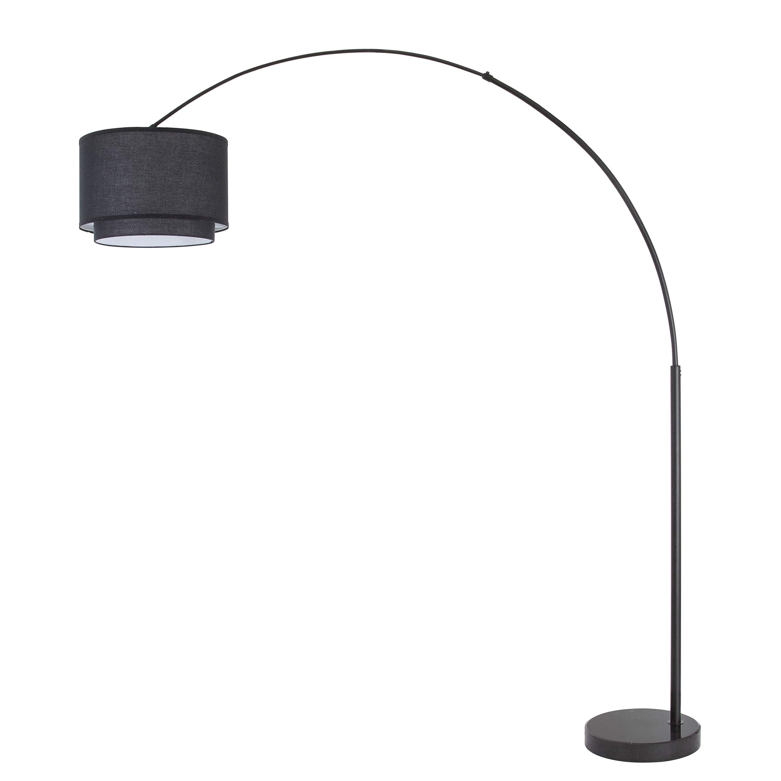 Major-Q Modern Floor Lamp - 81in Arc Tall Drum Shade - Black - Model 99-6938DS-BK - Ideal for Living Room, Dining, Bedrooms, Office Lighting
