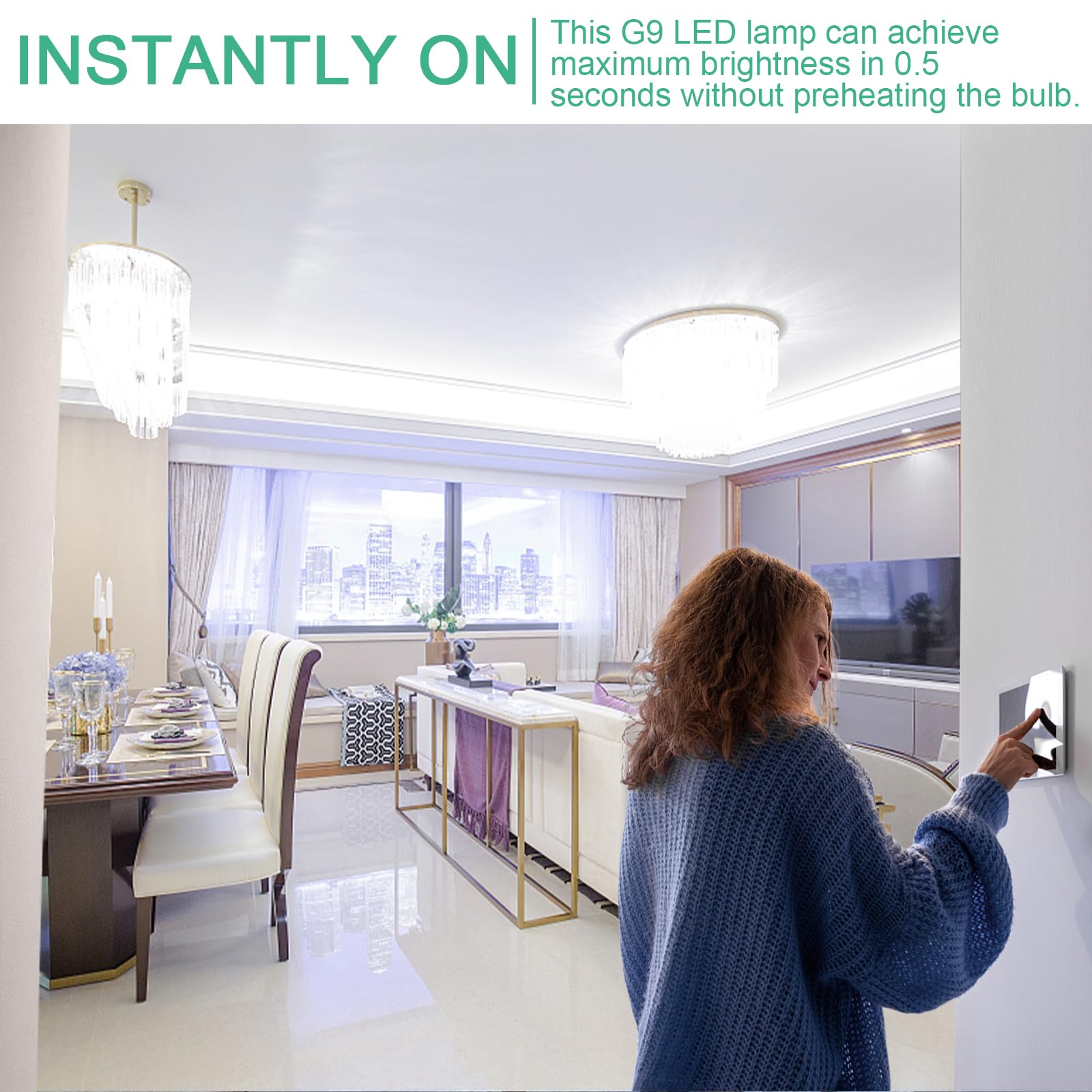 DUMILOO G9 LED Bulb 6W, 5000K Daylight White, 600LM, Ceramic Base, Non-Dimmable, 6 Pack for Chandeliers Home Lighting