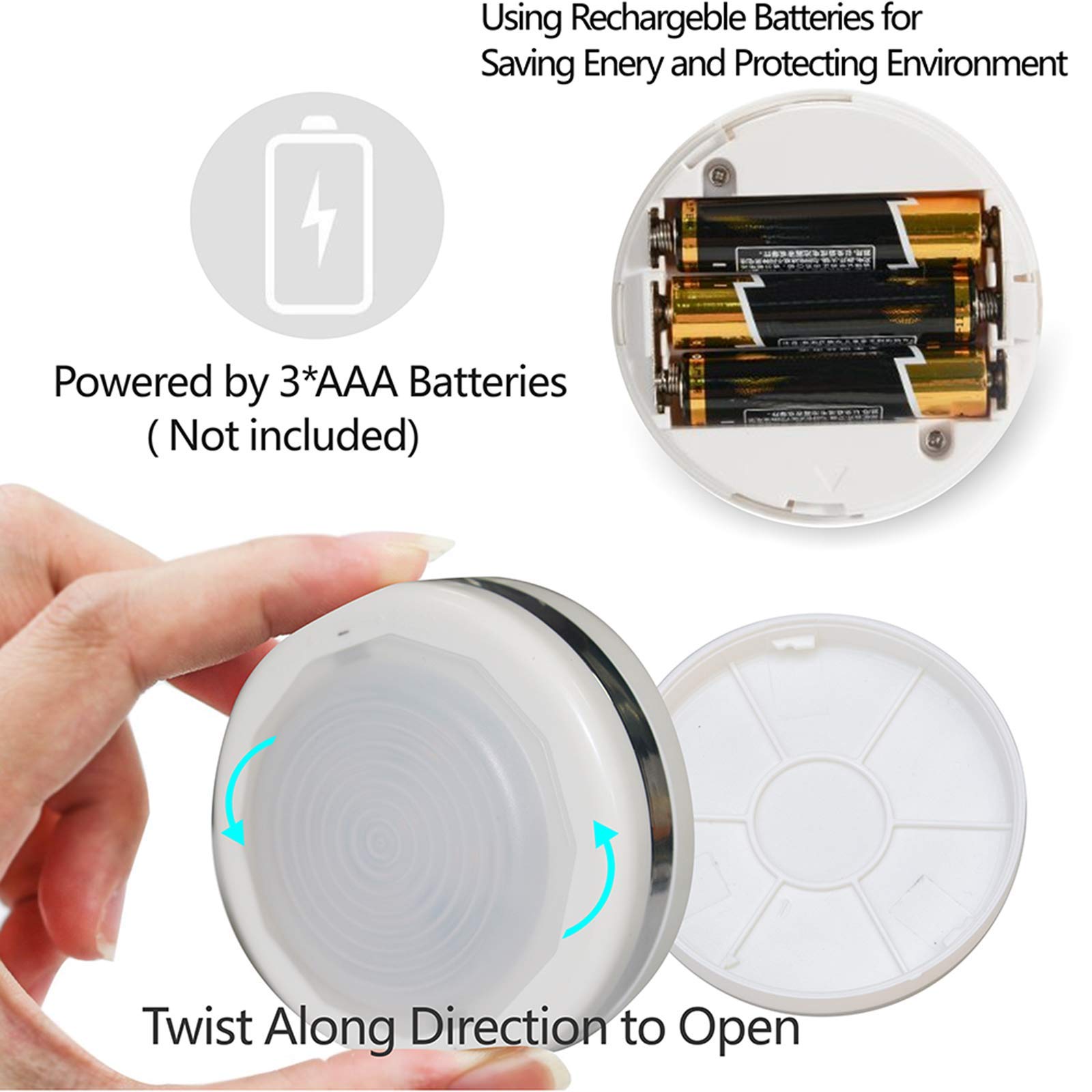 Starxing Puck Lights - Battery Operated LED Under Cabinet Lighting, Dimmable, Wireless, Natural White, 6 Pack