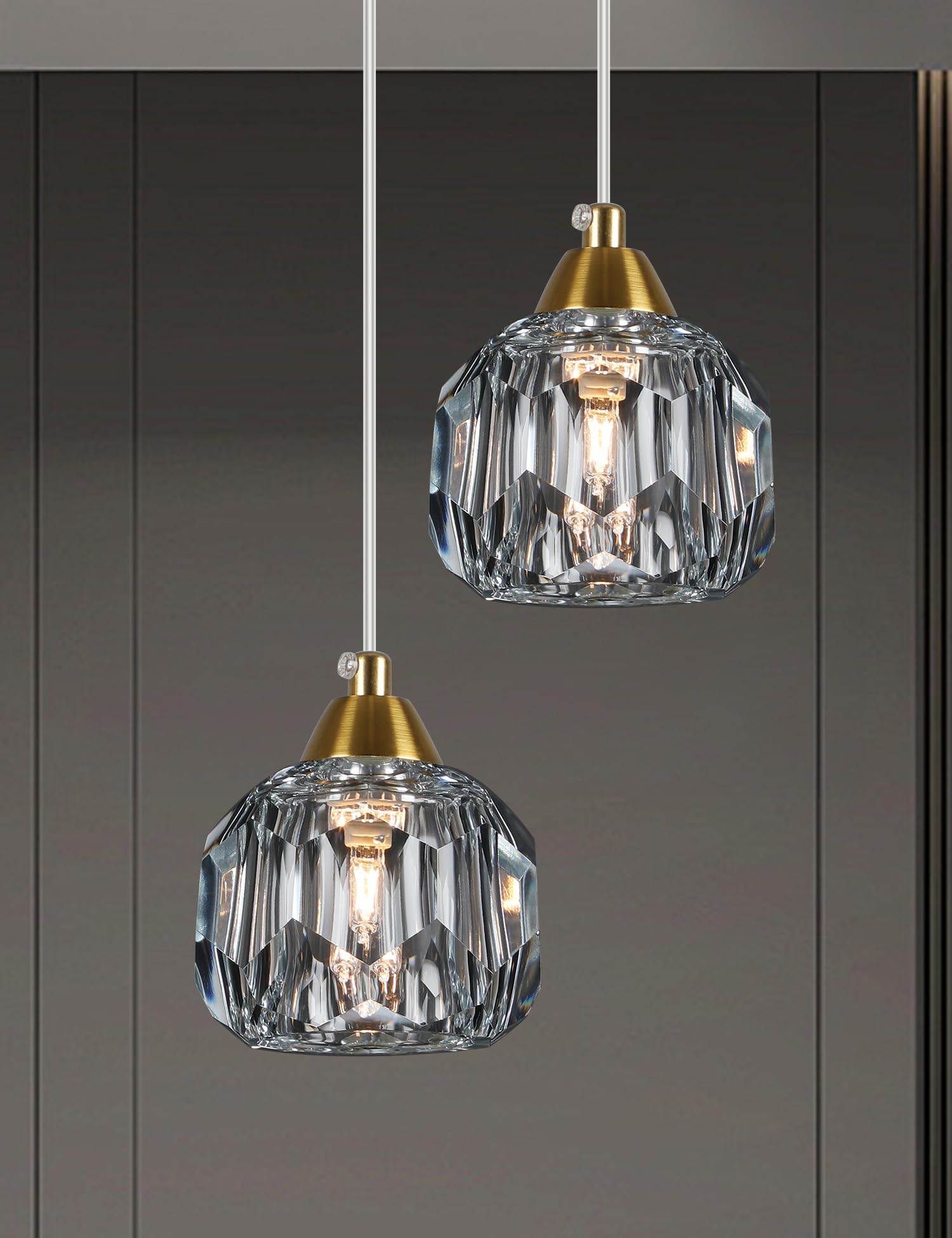 Weesalife 12-Light Crystal Chandelier, Brass Modern Pendant Light Fixture for Staircases, High Ceilings, Model 8817-12C BR