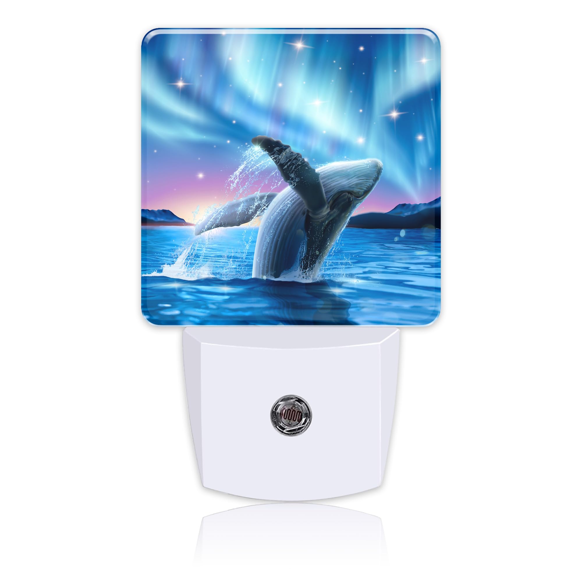 Uiaoiais Humpback Whale Breaching Water Night Light for Kids, LED Night Light Plug into Wall with Dusk to Dawn Sensor for Girls 