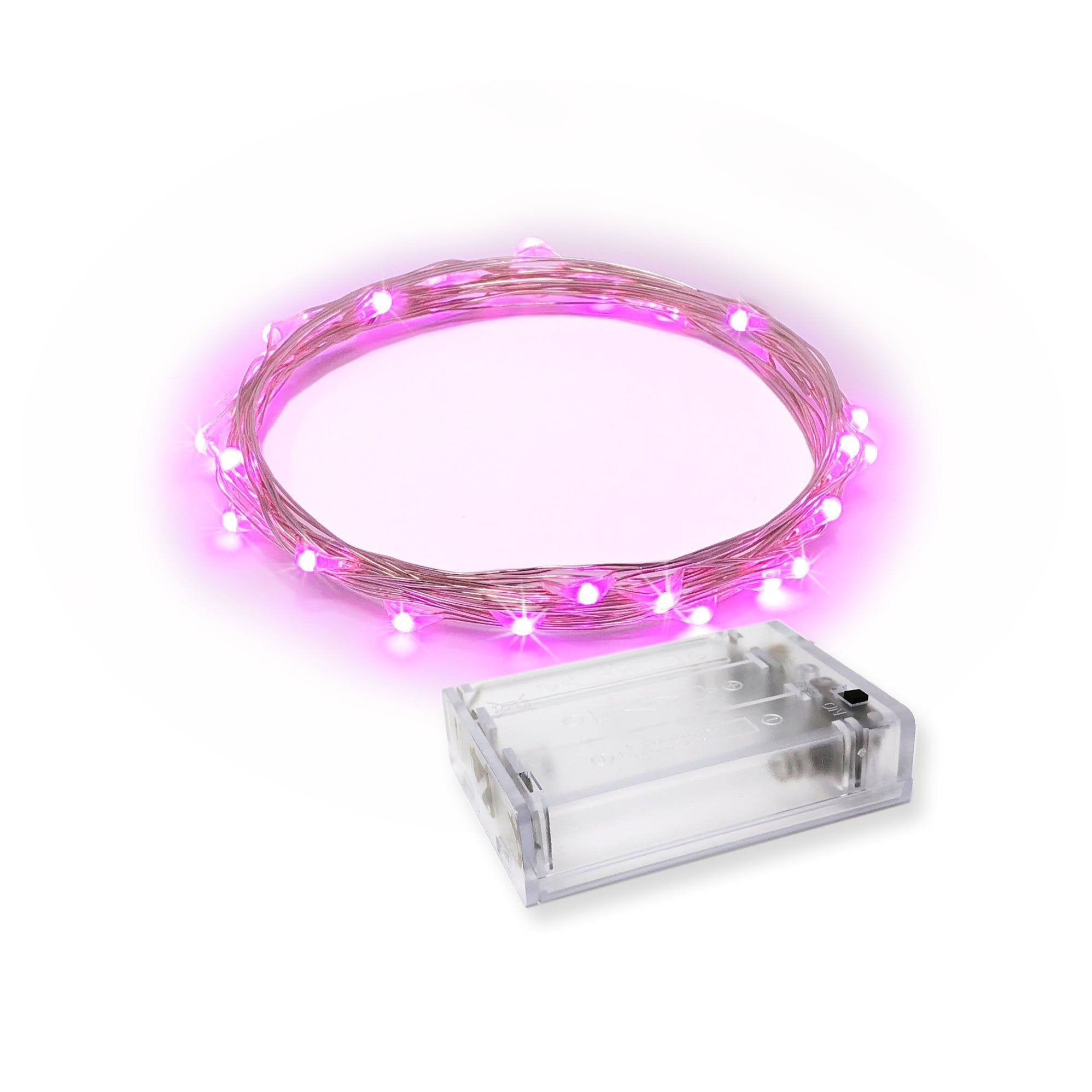 RTGS 30 LEDs Pink Color String Lights Silver Wire Indoor and Outdoor 9.5 Feet Firefly Starry Fairy Lights Battery Powered for DIY, Christmas, Holidays, Party, Bedroom and Centerpieces