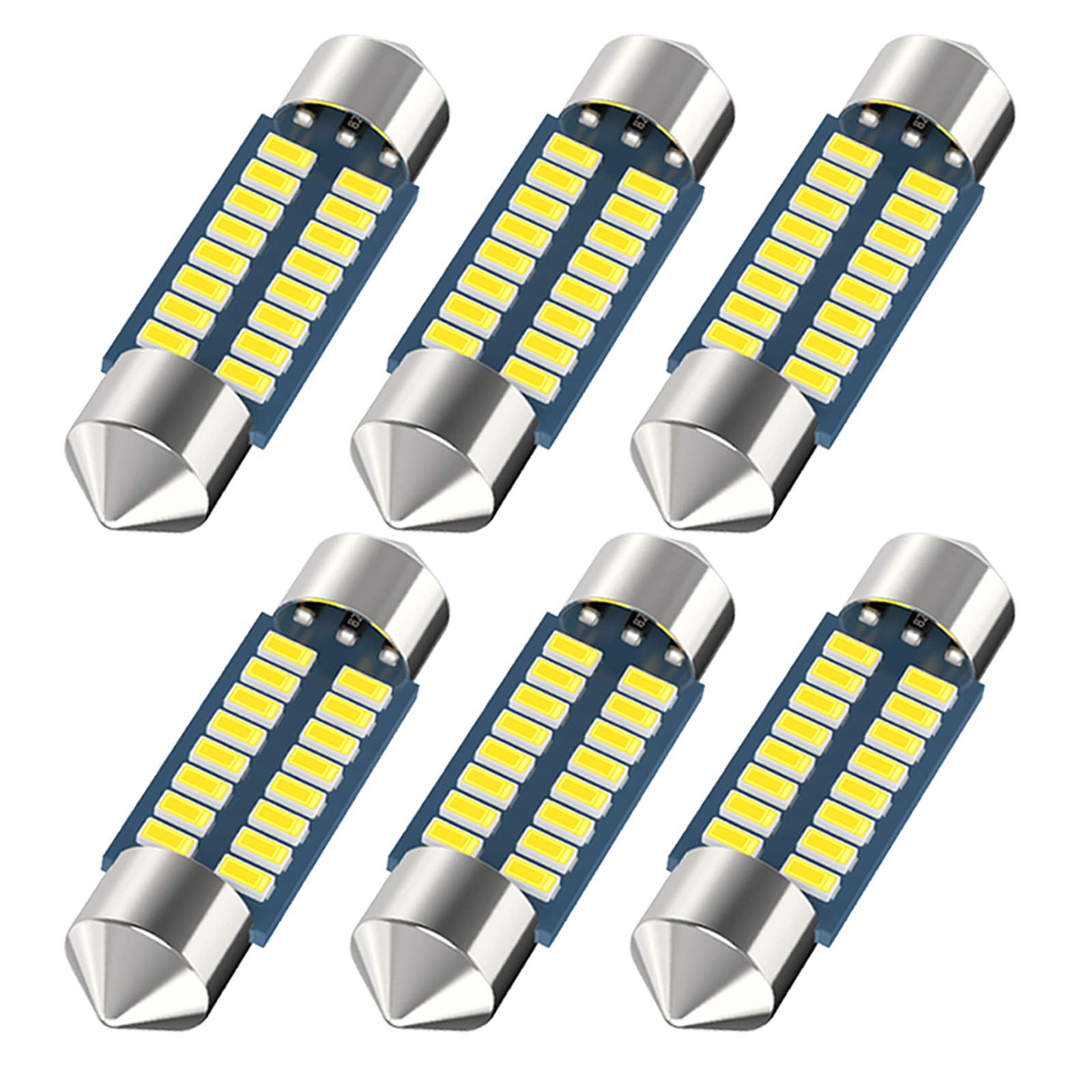 Serundo Auto 6418 Led Car Bulb 36Mm 1.42In C5W Led Festoon Bulb, Super Bright 16Smd 3014 Chips 6000K White Interior Led Festoon 