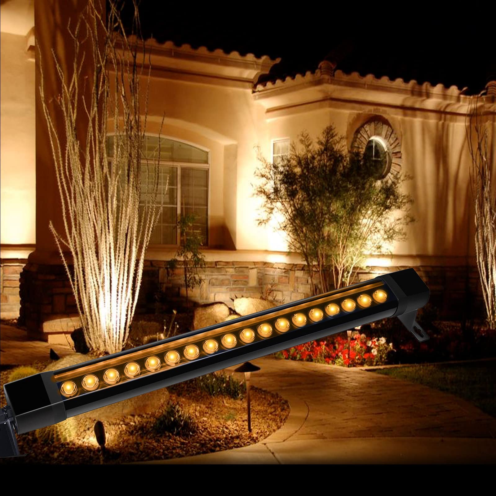 nanzgecc 36W Outdoor Wall Washer Light Bar, 2FT Waterproof 2700K Warm White, Aluminum Housing, 120V, 2 Pack