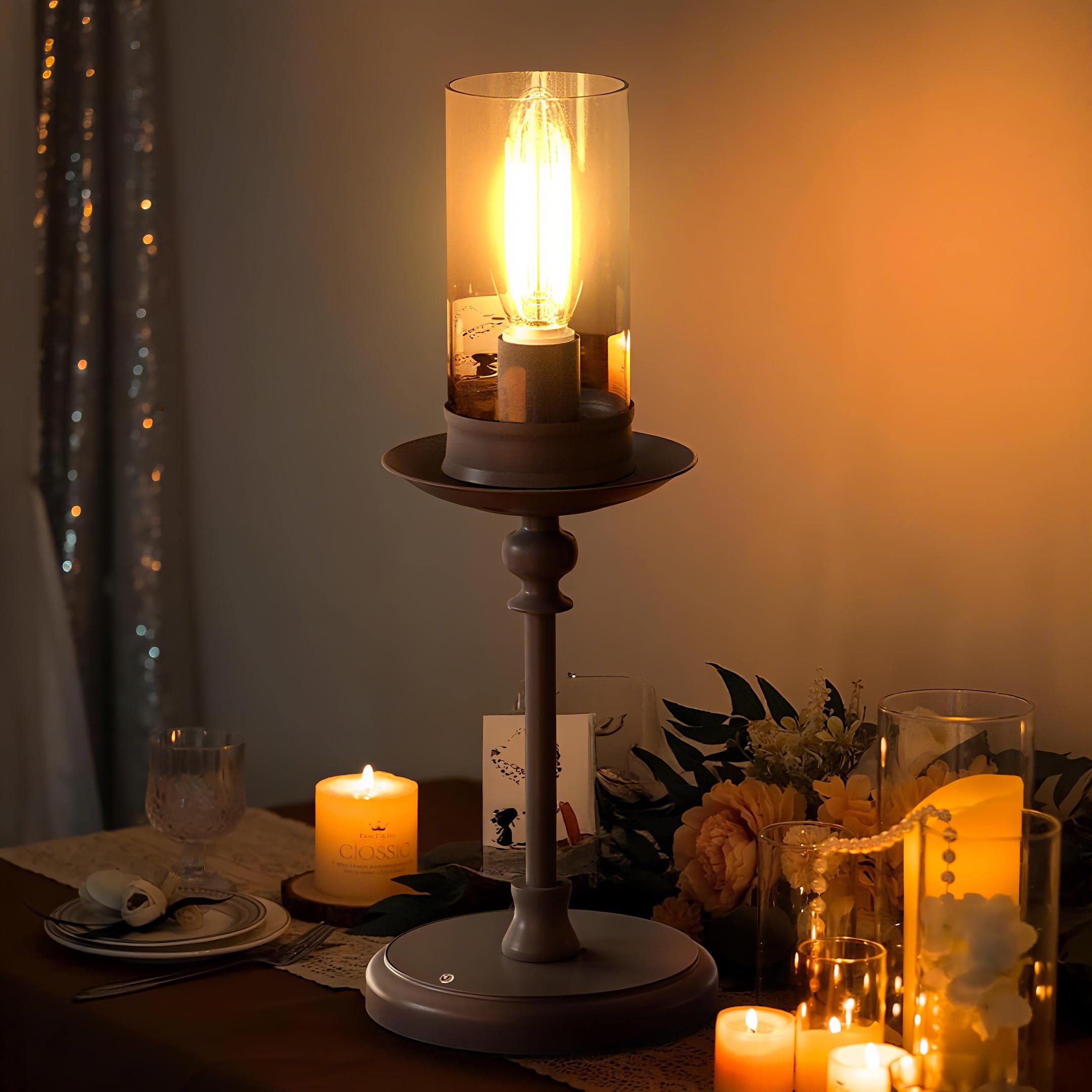 kaitol Cordless Table Lamps - Wireless LED Table Light with 3 Color Stepless Dimming by Touch - Chic Indoor and Outdoor Candle L
