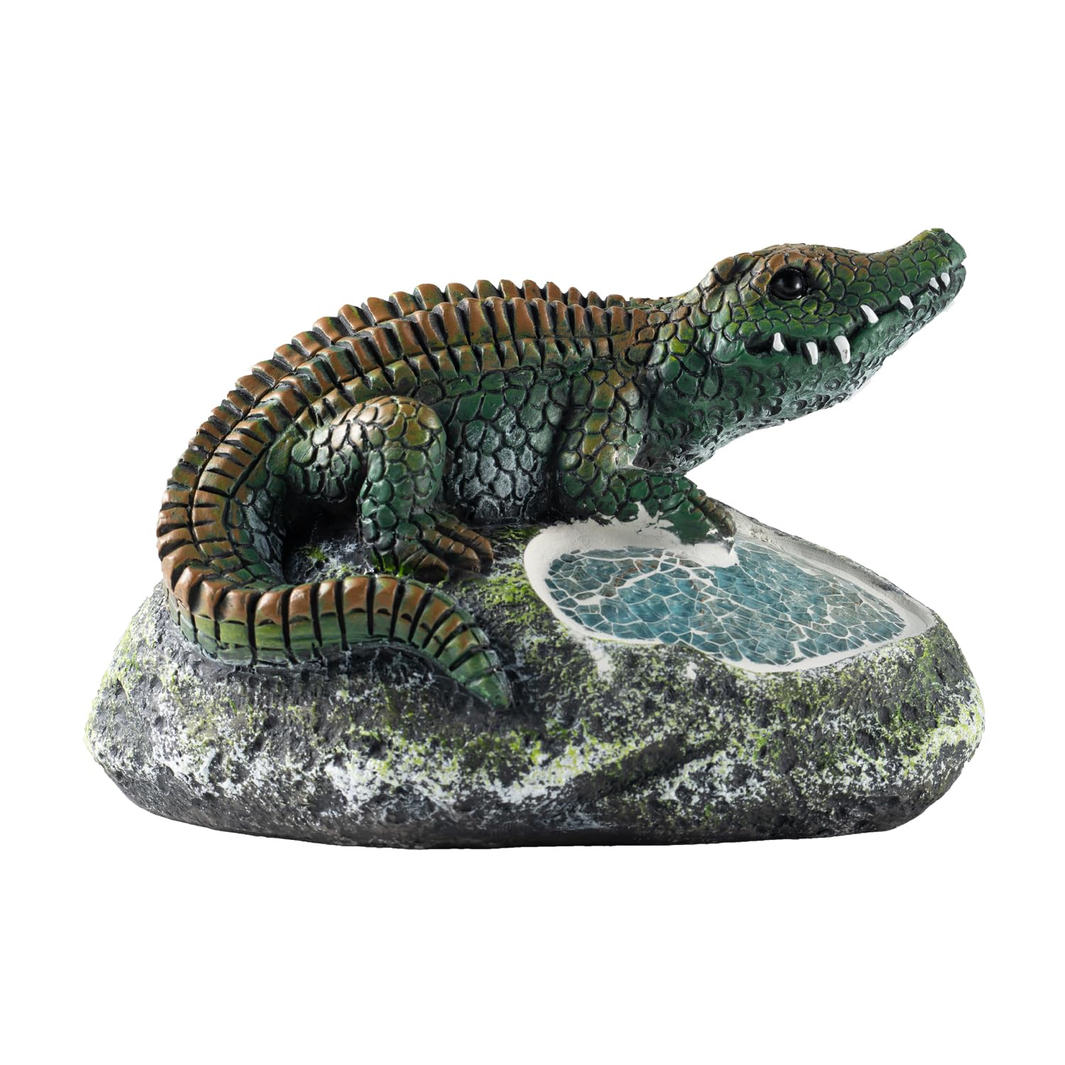 Rezpuao Garden Statue Crocodile,Solar Crocodile Decor For Outdoor,Resin Crocodiles Figurine With Solar Light For Patio,Balcony,Y