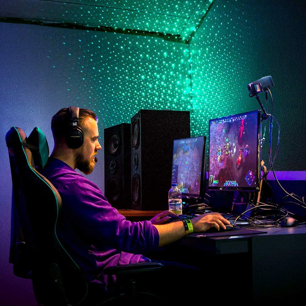 Blisslights Starport Usb Laser Star Projector, Galaxy Light For Gaming, Living Room, Bedroom, Night Light, Or Mood Ambiance (Gre