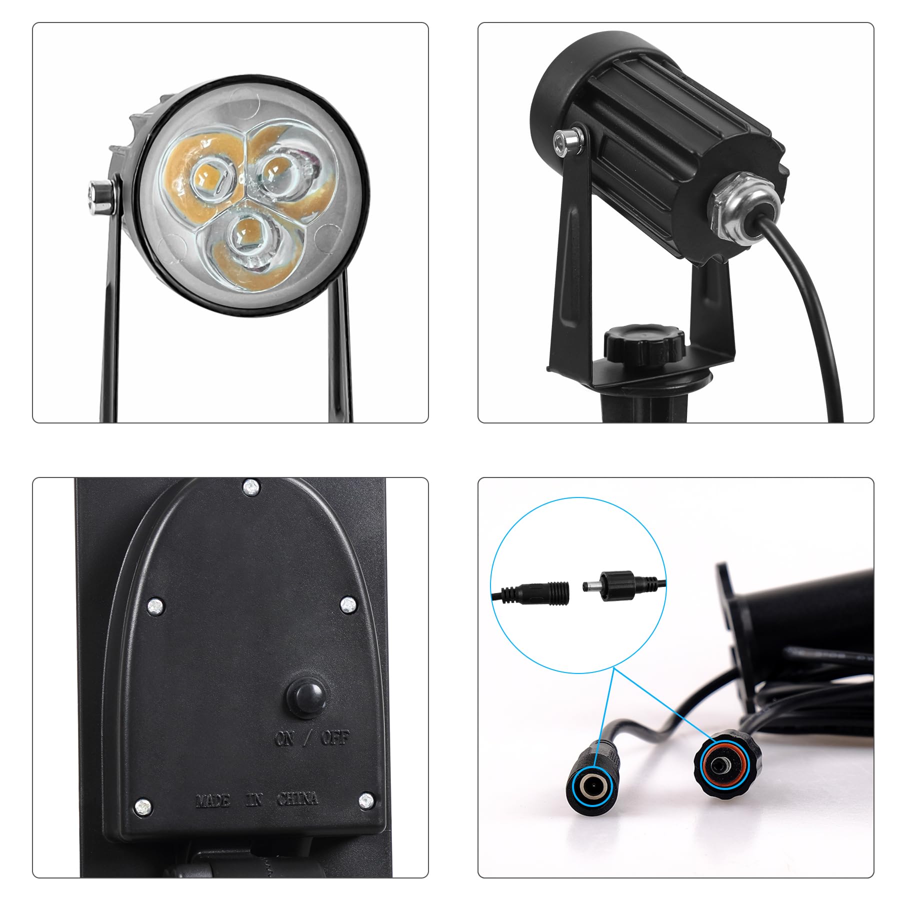 CREPOW Solar Spot Lights Outdoor, 2-in-1 Solar Landscape Spotlights IP65 Waterproof 9.8ft Cable,Auto On/Off Outdoor Wall Lights