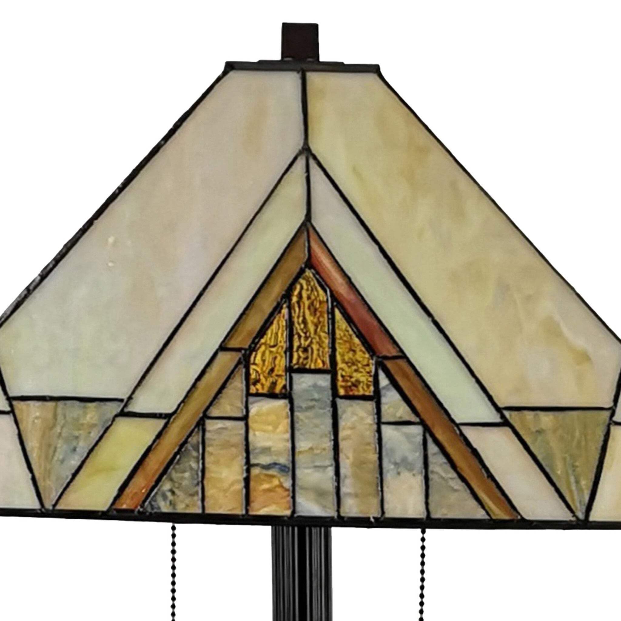 HomeRoots Traditional Floor Lamp with Beige & Brown Stained Glass Shade, 62 x 17 x 17 in., Brown