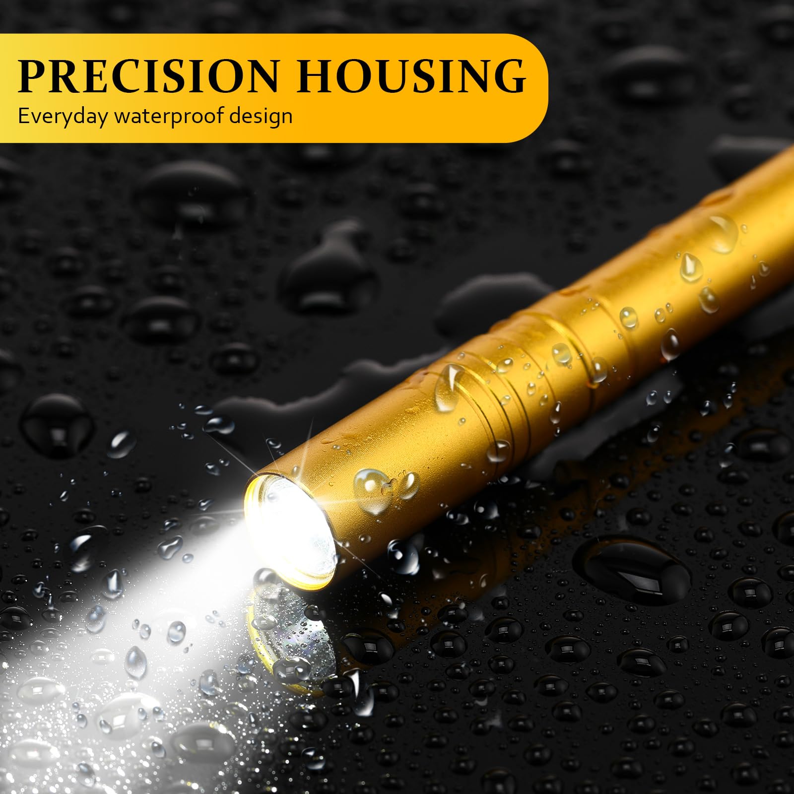 Rossesay Mini Pen Flashlights 24 Pack LED Aluminum Pocket Lights Black/Silver/Yellow XUU-Rossesay-0834