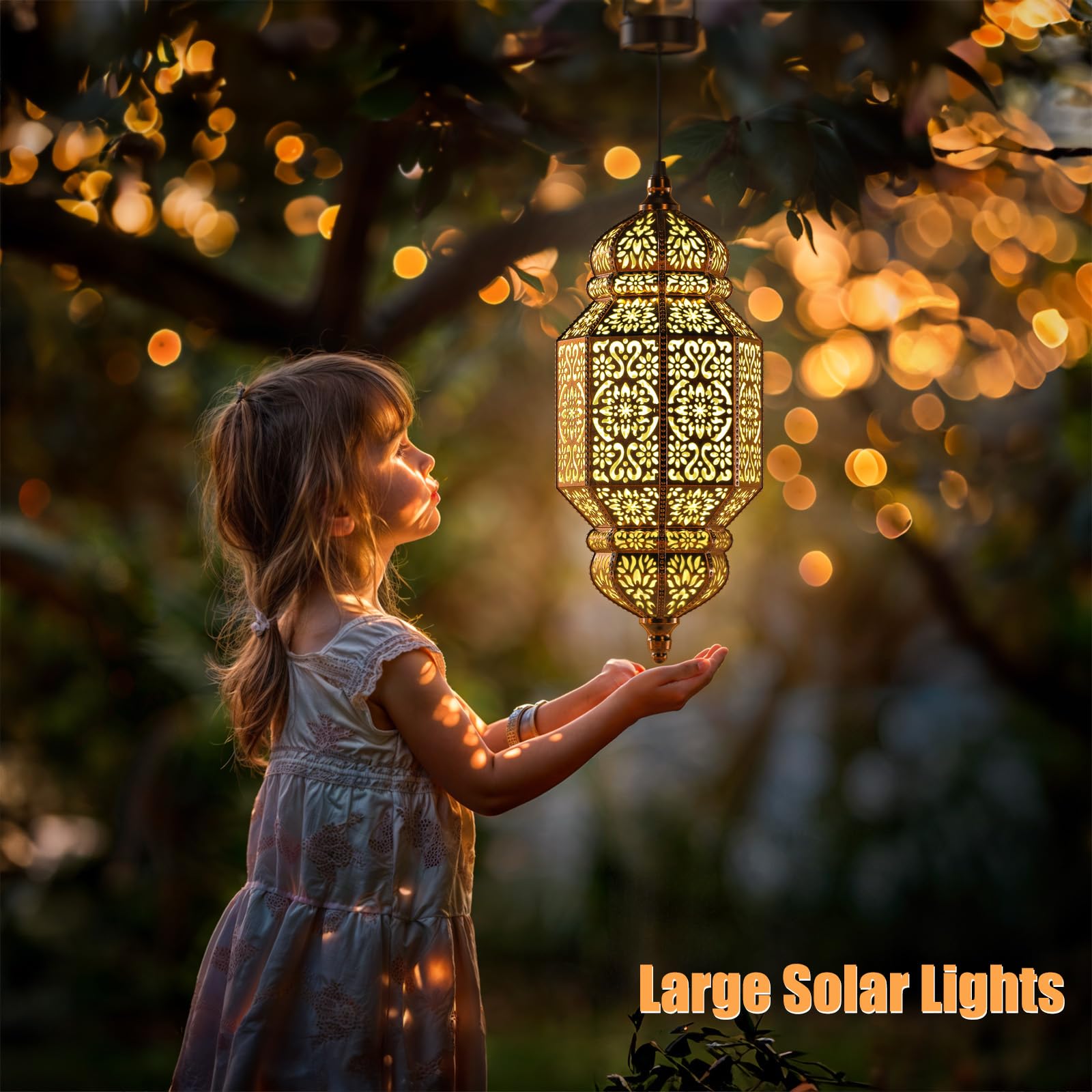 Twinkya 18 Inch High Large Hanging Solar Lights Outdoor Garden Decorative Solar Lantern Waterproof Plastic Moroccan Outdoor Deco