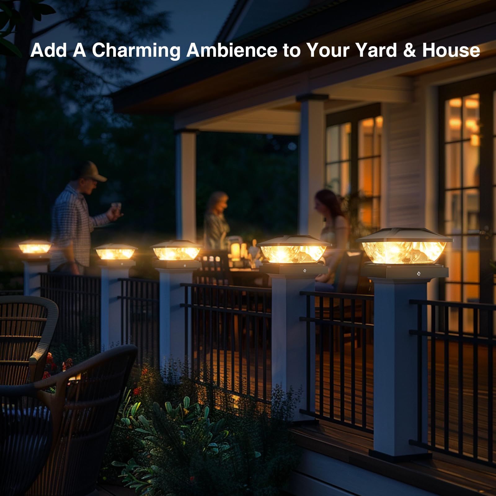 Nfever Solar Post Cap Lights 8 Pack - Waterproof 2 Modes For 4X4 5X5 Posts, Warm &