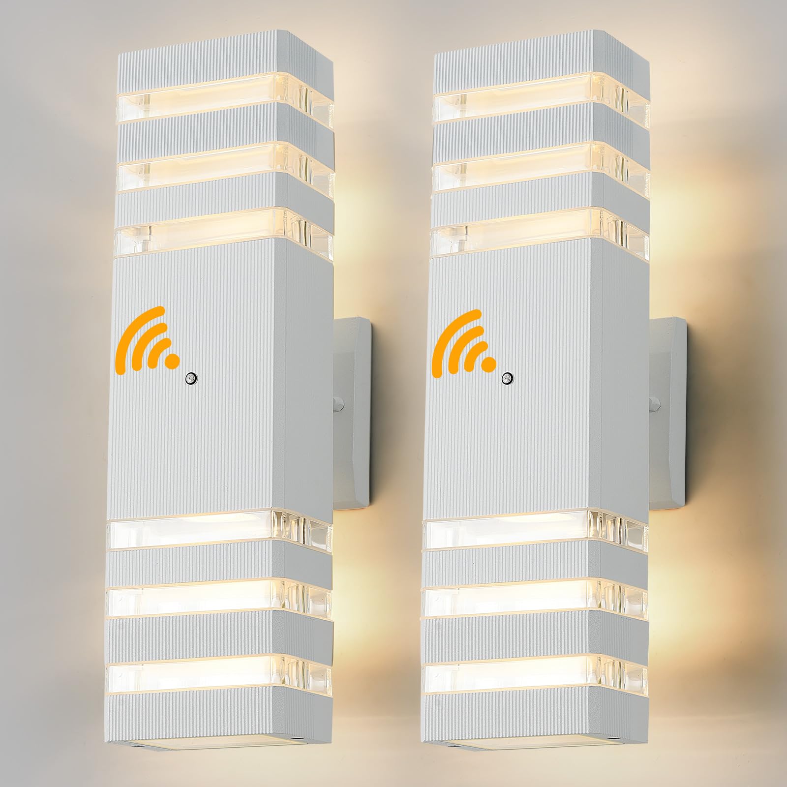 TEBLAMPUE Dusk to Dawn Outdoor Wall Lights 2 Pack  White Front Porch Light Fixture  Anti-Rust Black LED Up and Down Outdoor Lights for House Hallway Garage Entryway