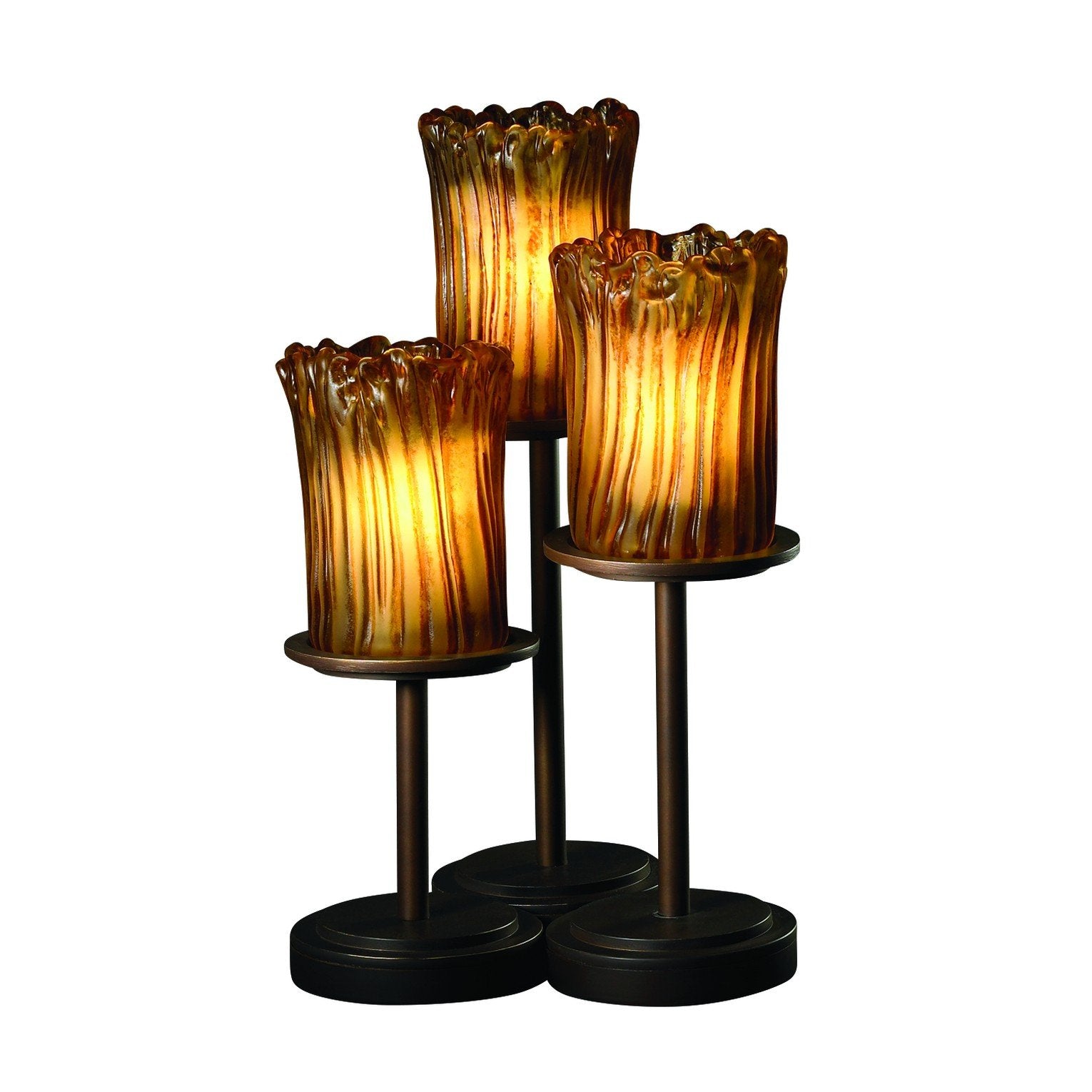 Justice Design Group Veneto Luce 3-Light Table Lamp - Dark Bronze Finish with Amber Venetian Glass Shade