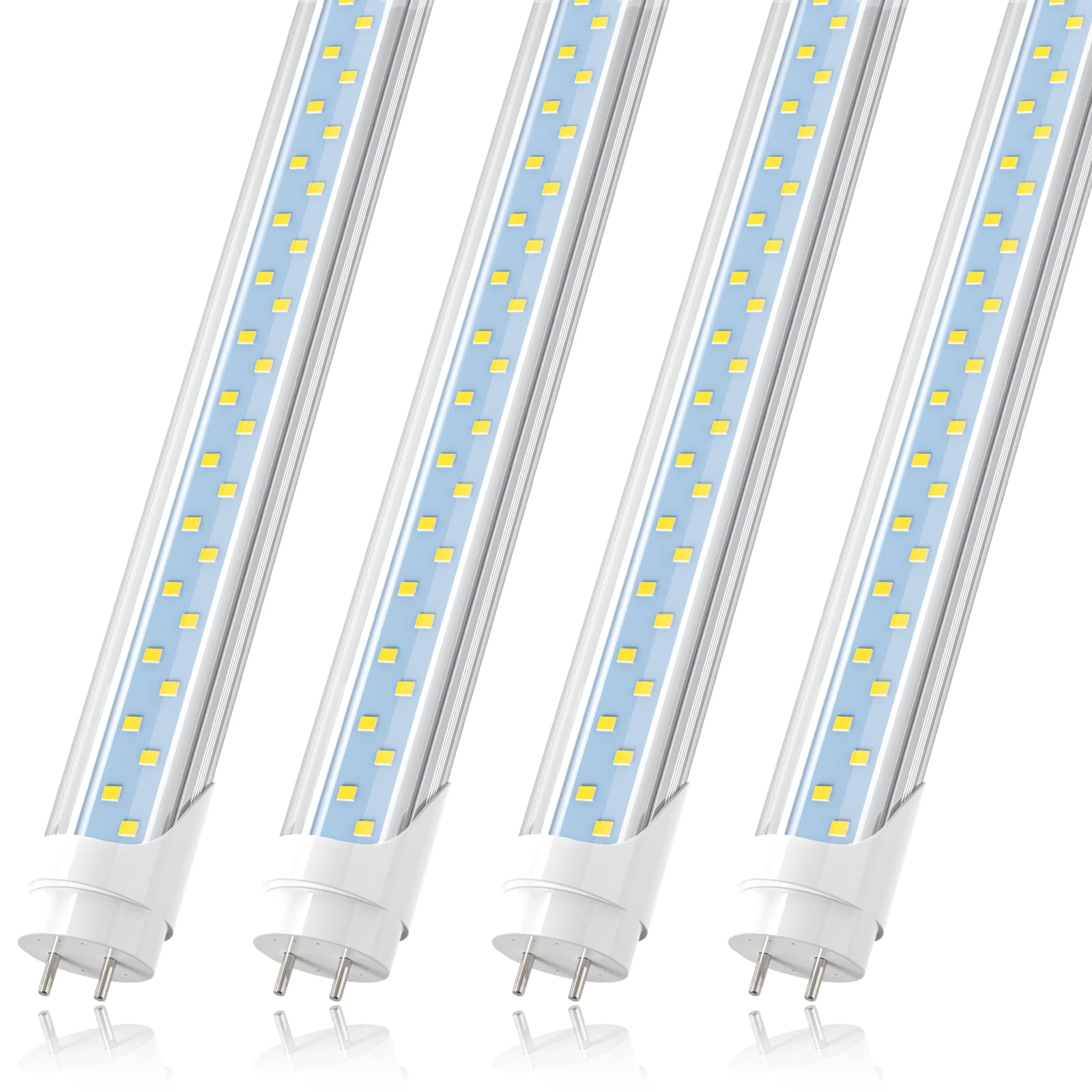 JESLED T8 LED Bulbs, 24W, 3000LM, 5000K Daylight, 4FT, Aluminum+PC, Dual-end, ETL Listed, 