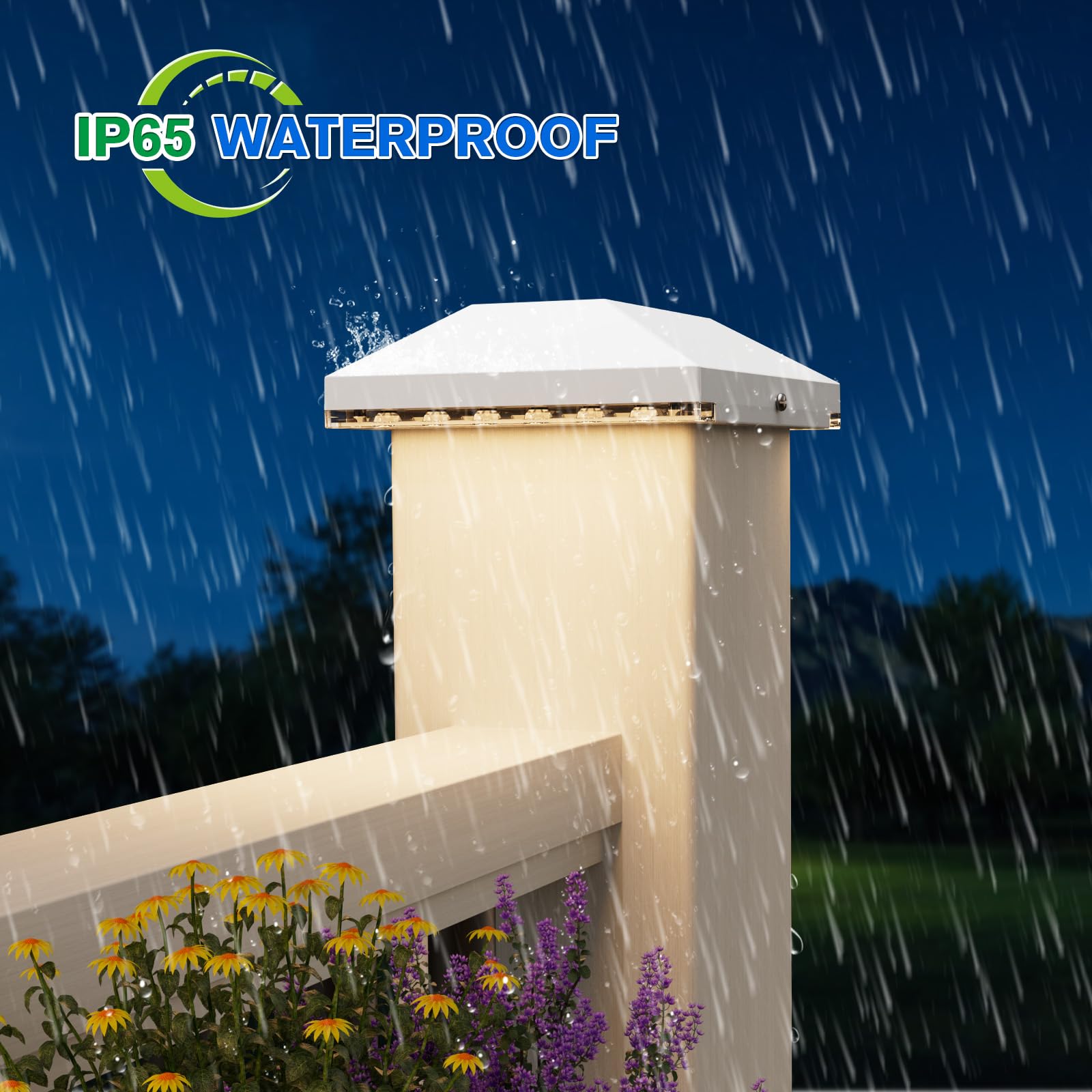 JOFIOS Solar Post Cap Lights 12-Pack, Waterproof White for 4x4 Wooden/Vinyl Posts, Warm White Outdoor Deck Fence Lighting