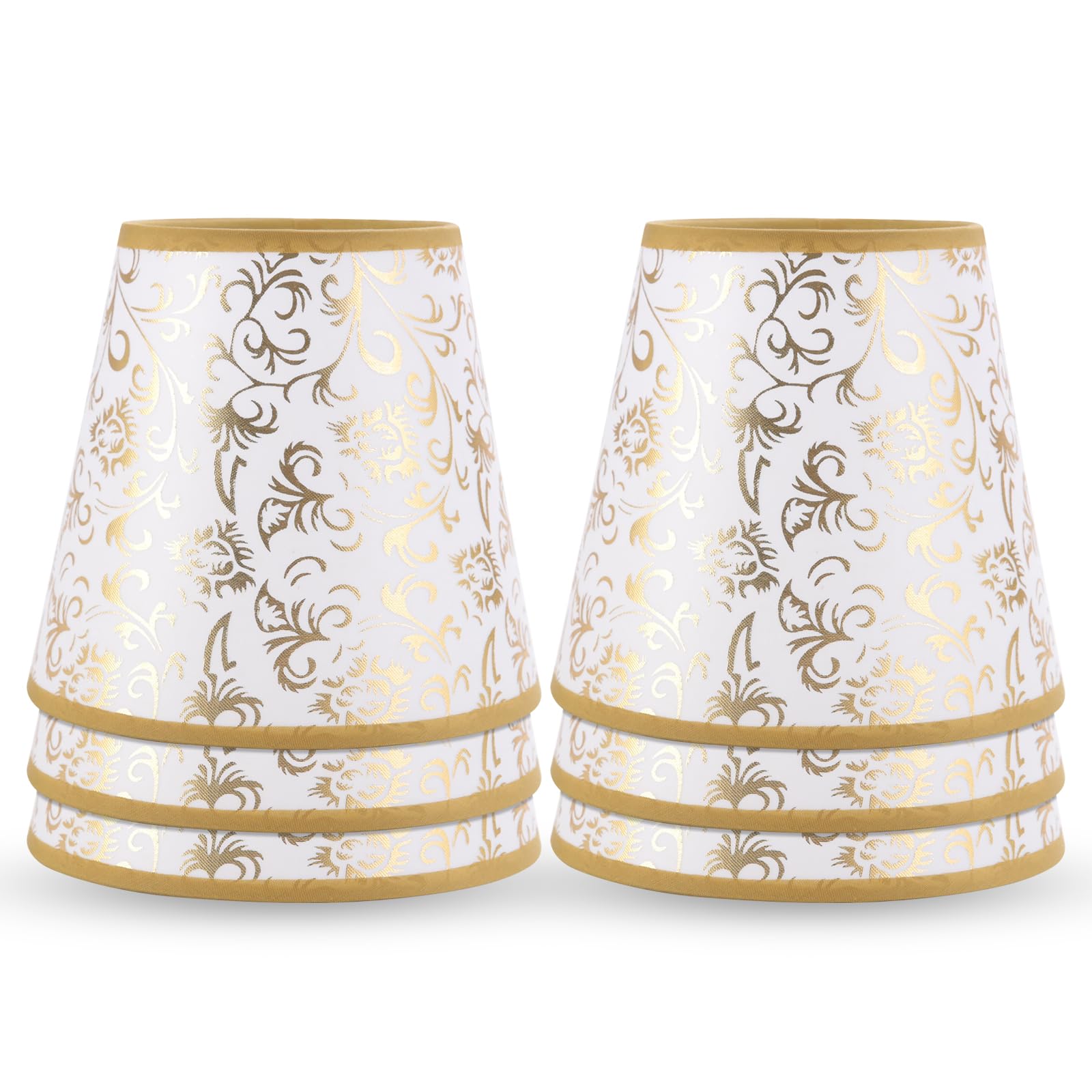 YISUN Crystal Chandelier Shades Mini Lamp Shade Set of 6 Gold Pattern Fabric Iron PVC