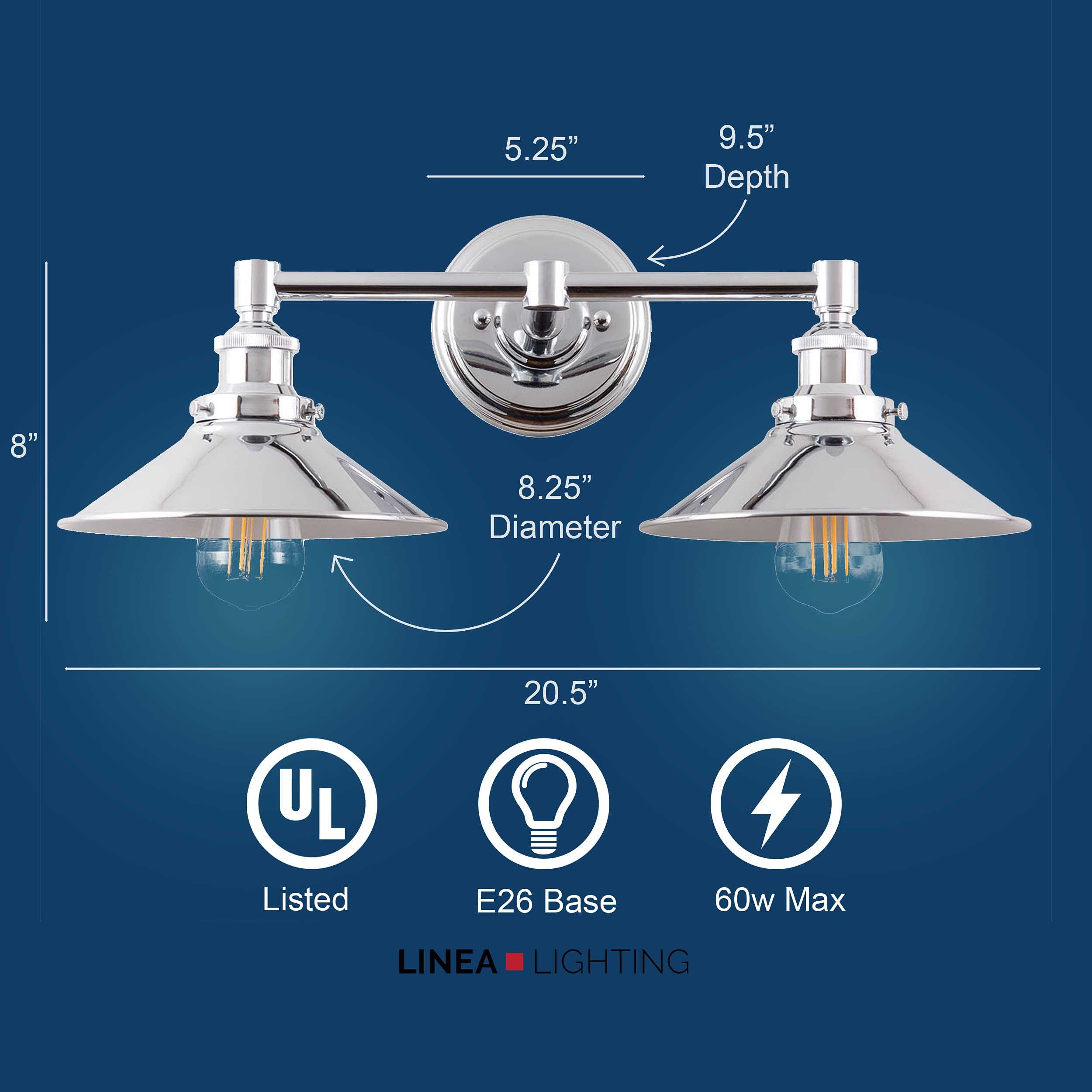 Linea Di Liara Andante 2 Light Bathroom Vanity Light Industrial Polished Chrome Bathroom Light Fixtures Above Mirror Bathroom Li