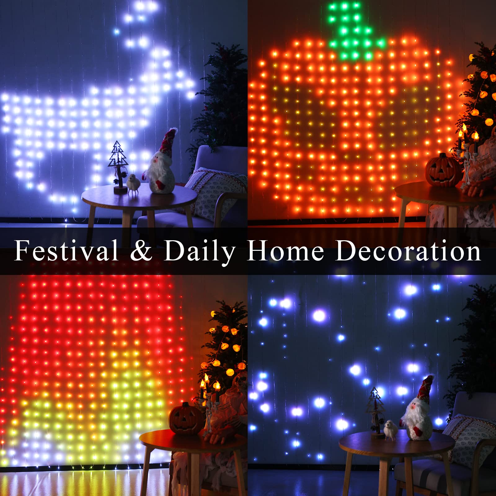 JMEXSUSS App-Controlled 400 LED RGB String Lights - 6.5x6.5 ft for Indoor/Outdoor Decoration - Perfect for Halloween, Christmas, Parties