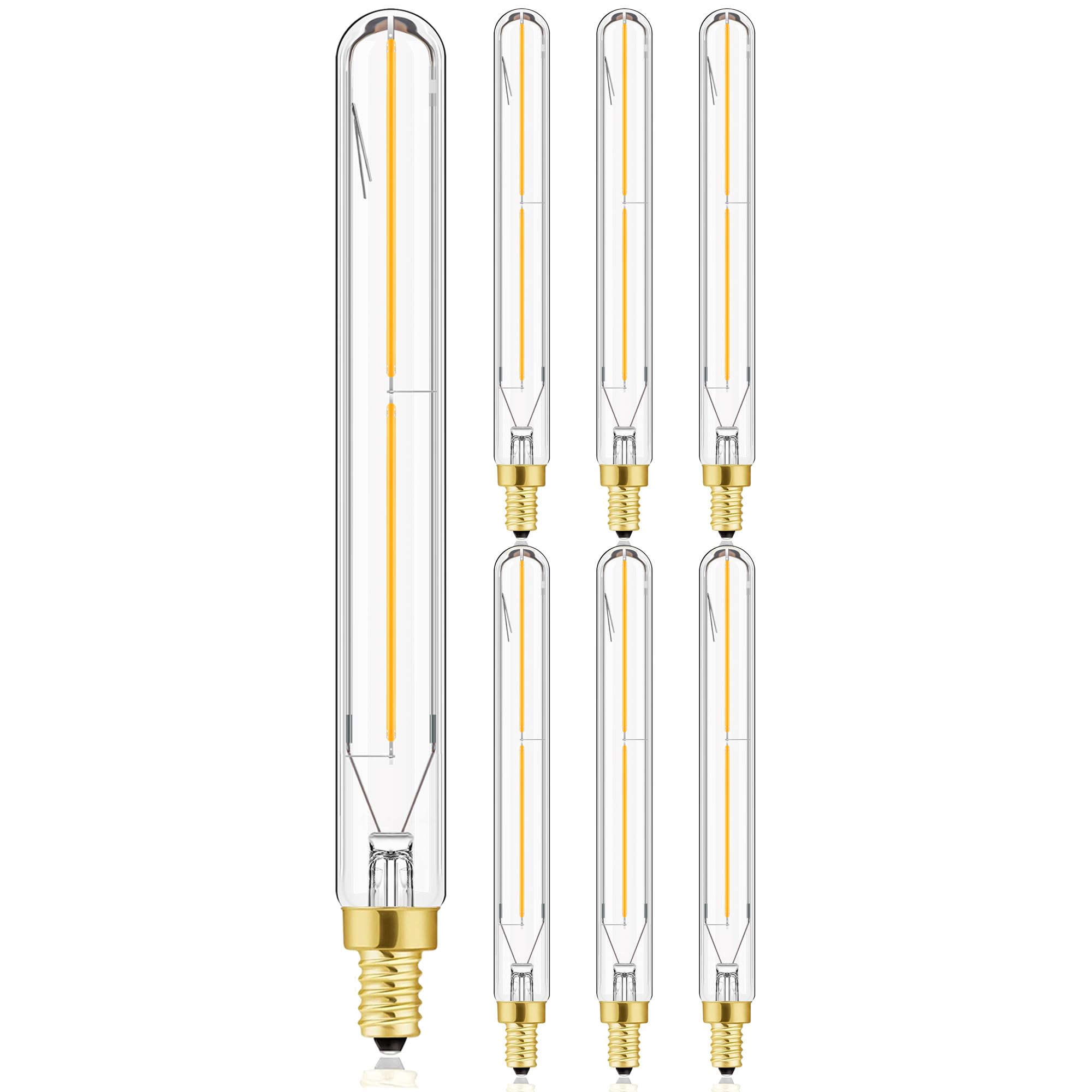 LVYE E12 Long Tubular LED Bulbs, 4W Soft White 3000K, 400lm, 7.3 Inch, Glass, Pack of 6, Vintage Edison Candle