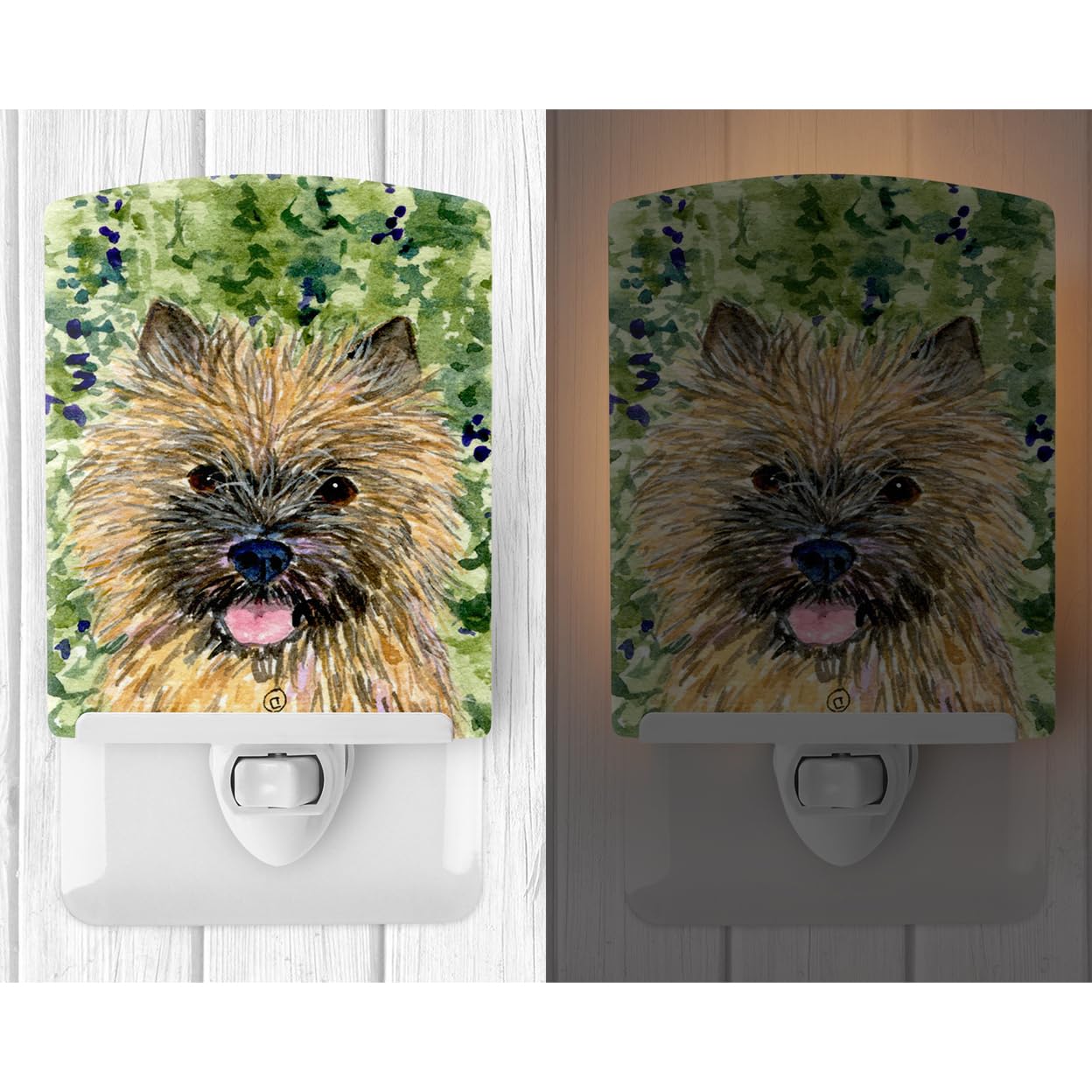 Caroline'S Treasures Ss8799Cnl Cairn Terrier Ceramic Night Light Compact, Ul-Certified, Ideal For Bedroom, Bathroom, Nursery, Hallway, Kitchen, 6X4X3, Multicolor