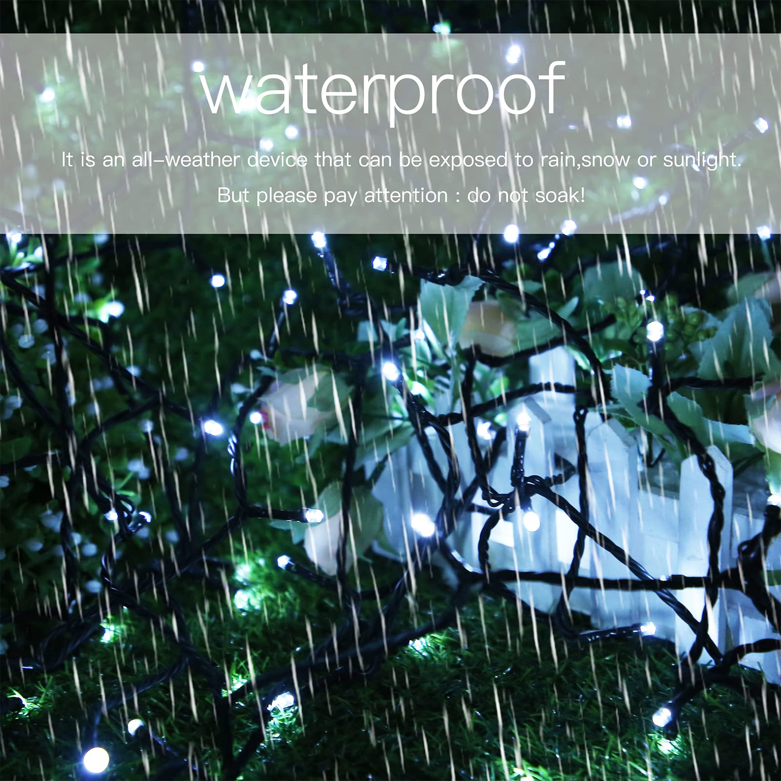 Yaozhou Solar Cool White Christmas Lights String Outdoor Waterproof 2 Pack, Total 400Led 151Ft Fairy Lights With 8 Modes For Tre