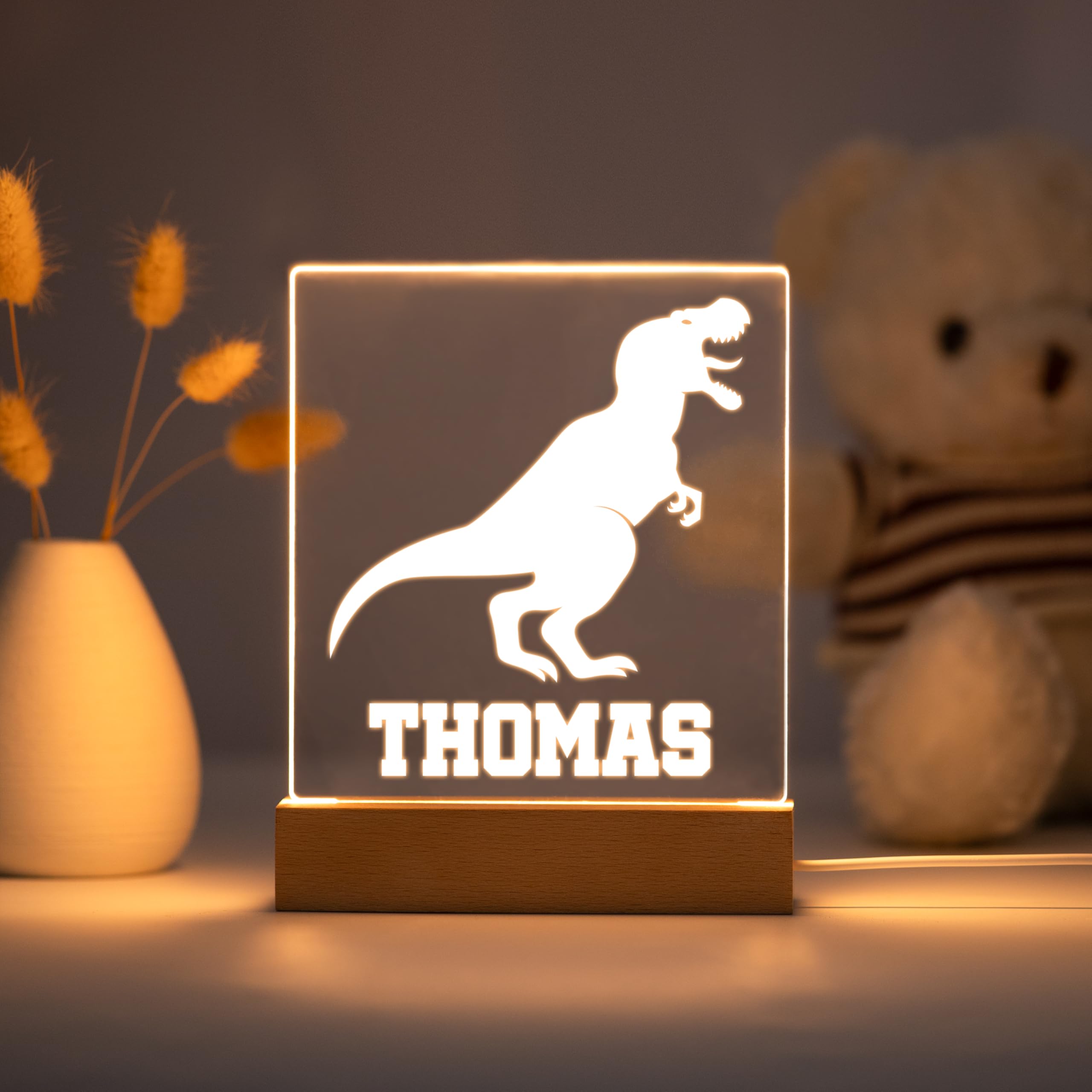 Custom Night Light For Kids Girls Boys Personalized Gifts For Baby Nursery Bedroom Décor Dinosaur