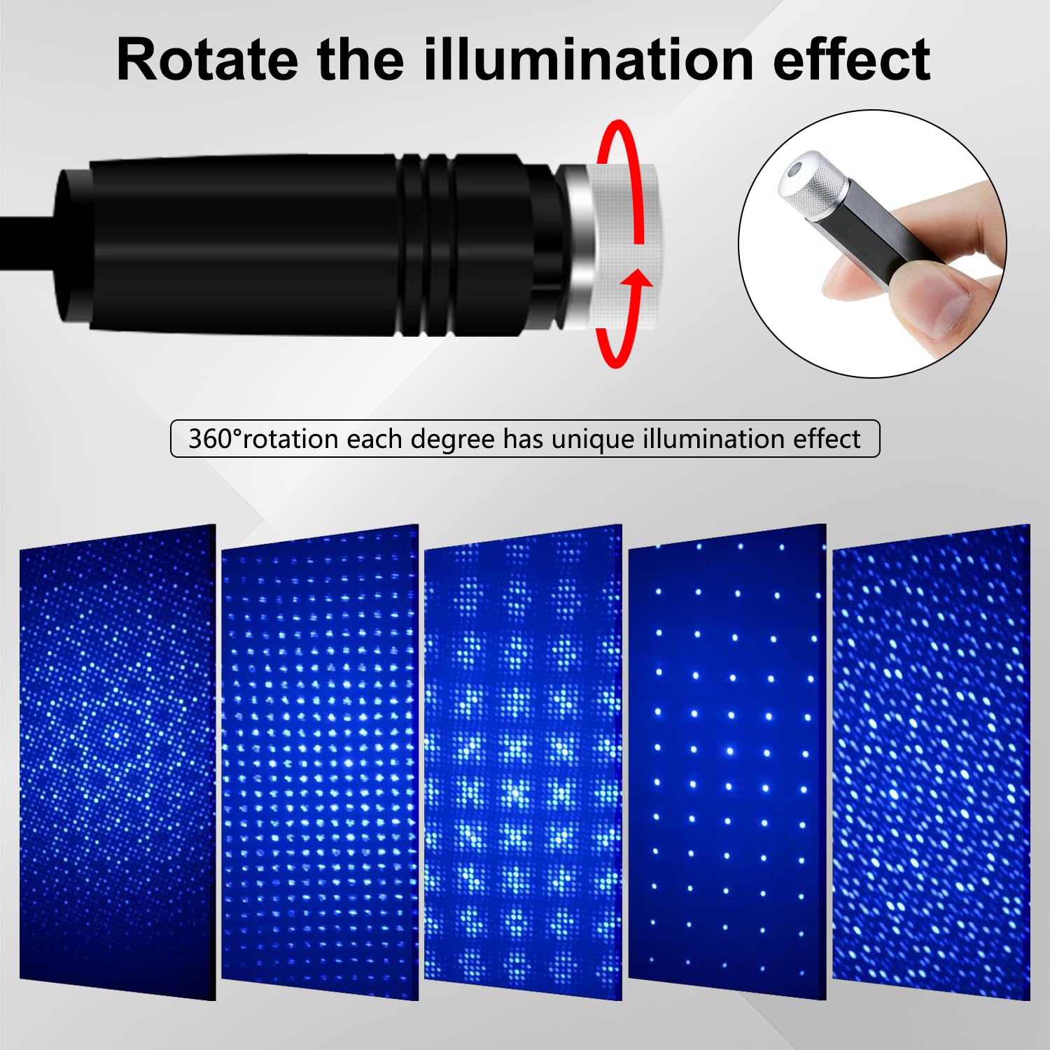 LEDCARE USB Star Projector Night Light, Portable Adjustable Car Roof Lights, Violet Blue, Model SP-2, Aluminum