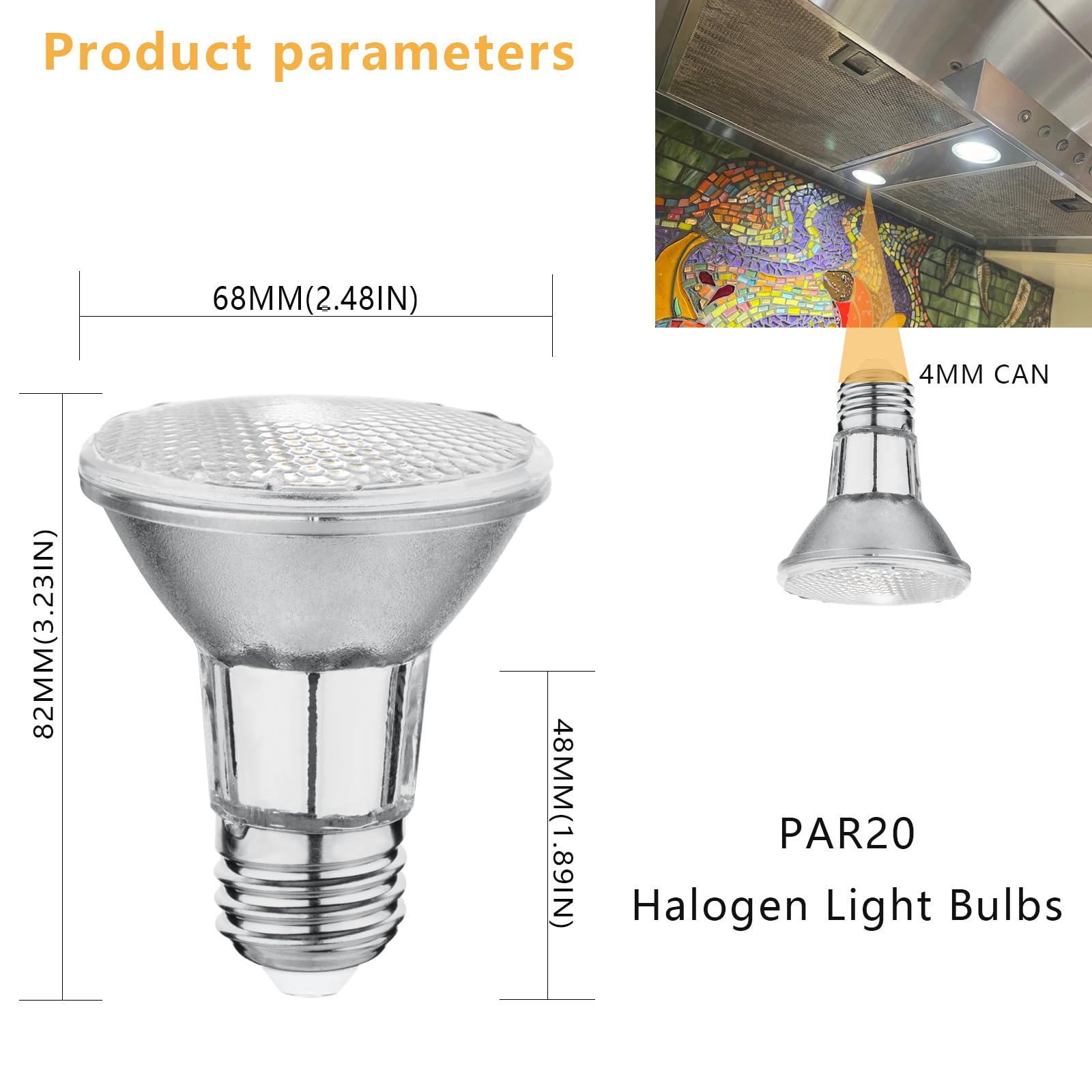 EKSAVE PAR20 7W LED Light Bulbs, Waterproof IP65, Dimmable, Warm White, 595lm, E26 Base, Pack of 2