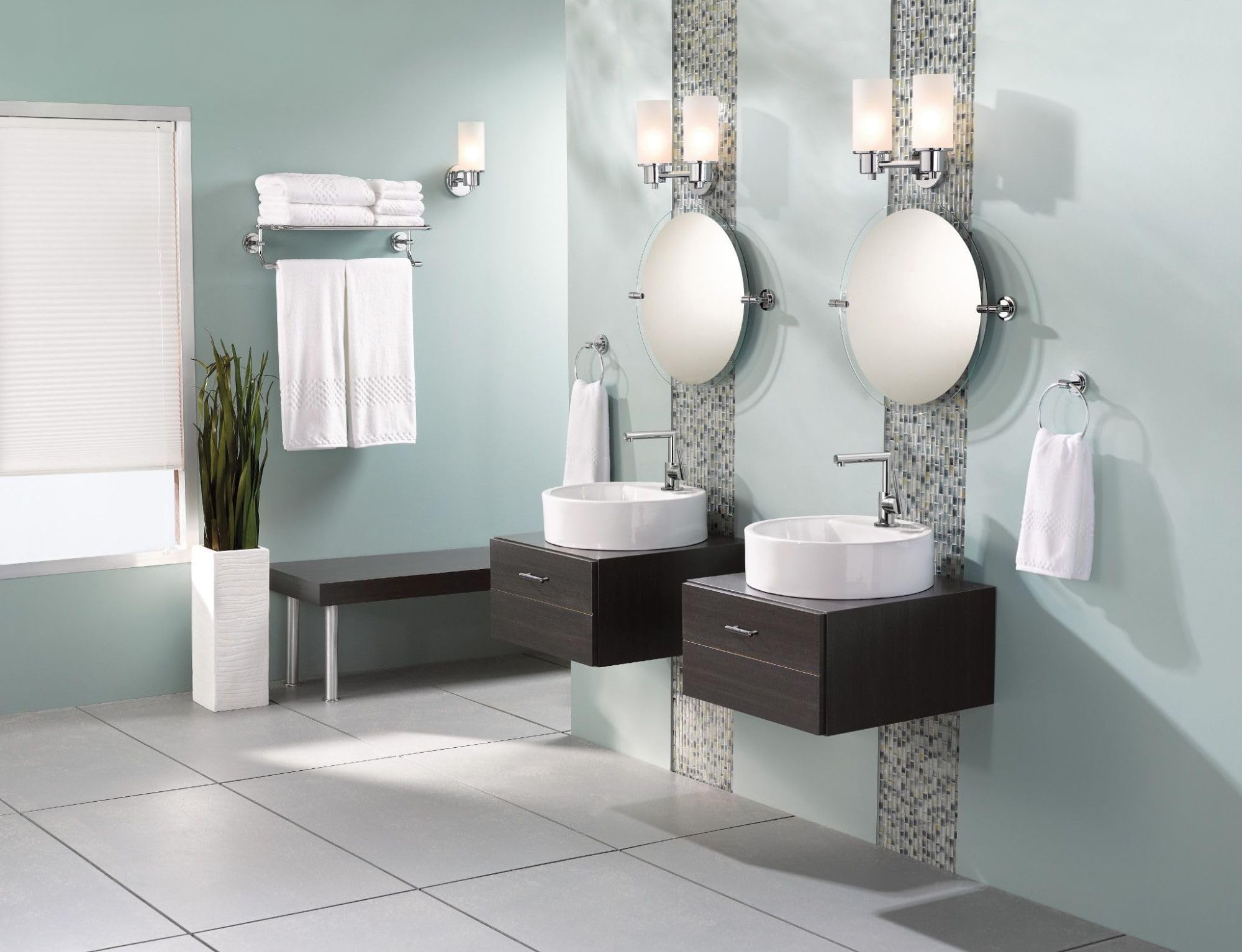 Moen Dn0762Ch Iso 2-Light Dual-Mount Bath Bathroom Vanity Fixture With Frosted Glass, Chrome