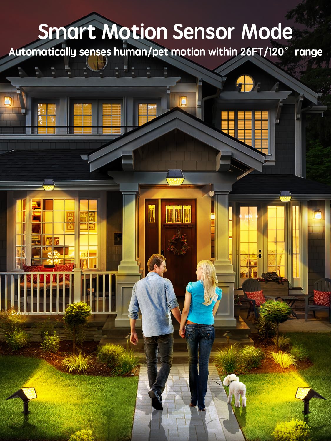 Roor Solar Spot Lights Outdoor Motion Sensor, Ip68 Waterproof Solar Landscape Spotlights, 6 Modes Warm White+Cool White Led Lights, For Pathway Garden Yard Wall Driveway (6 Pack)