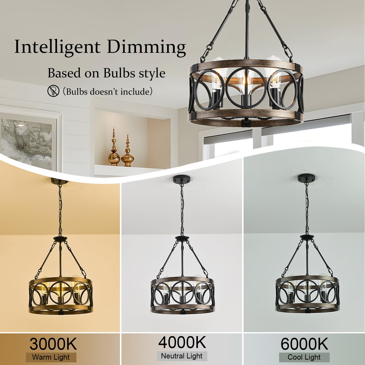 Shiandar 3-Light Black Flush Mount Ceiling Light For Kitchen Island,Black Light Fixture Flush Mount Industrial Close To Ceiling Lighting,Farmhouse Chandelier For Dining Room
