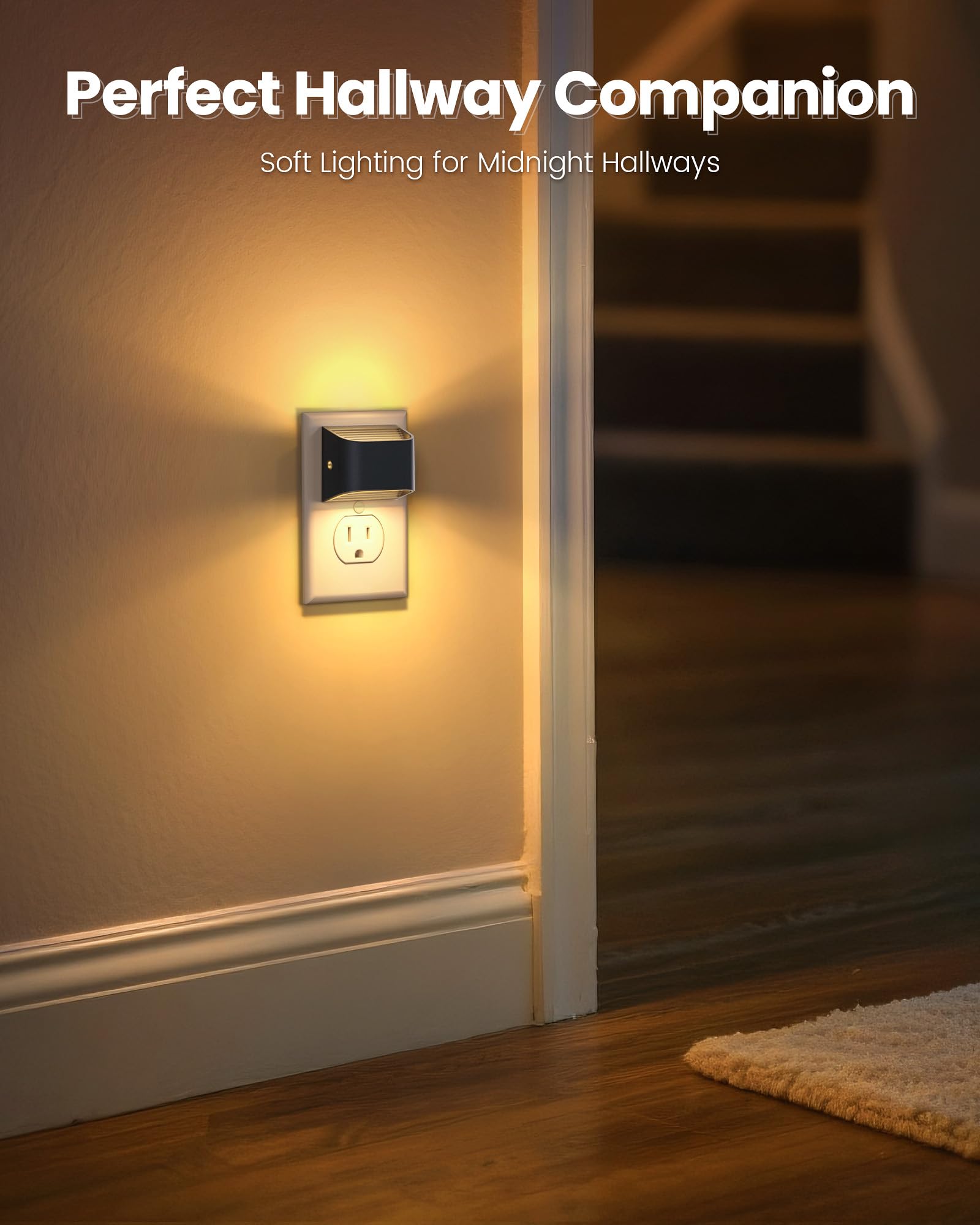 Niorsun Night Lights Plug Into Wall, Auto Brightness Sensor Night Light, 3000K Warm White, Ultra-Slim Wall Light For Hallway Bat