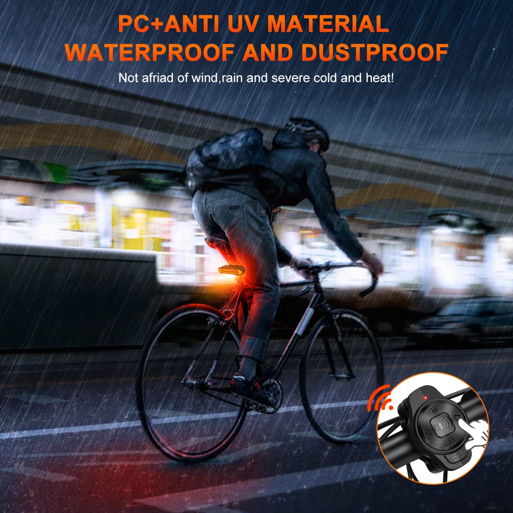 Onvian Smart Bike Tail Light with Turn Signals, USB Rechargeable, IP65 Waterproof, Model KS-SF31, Black