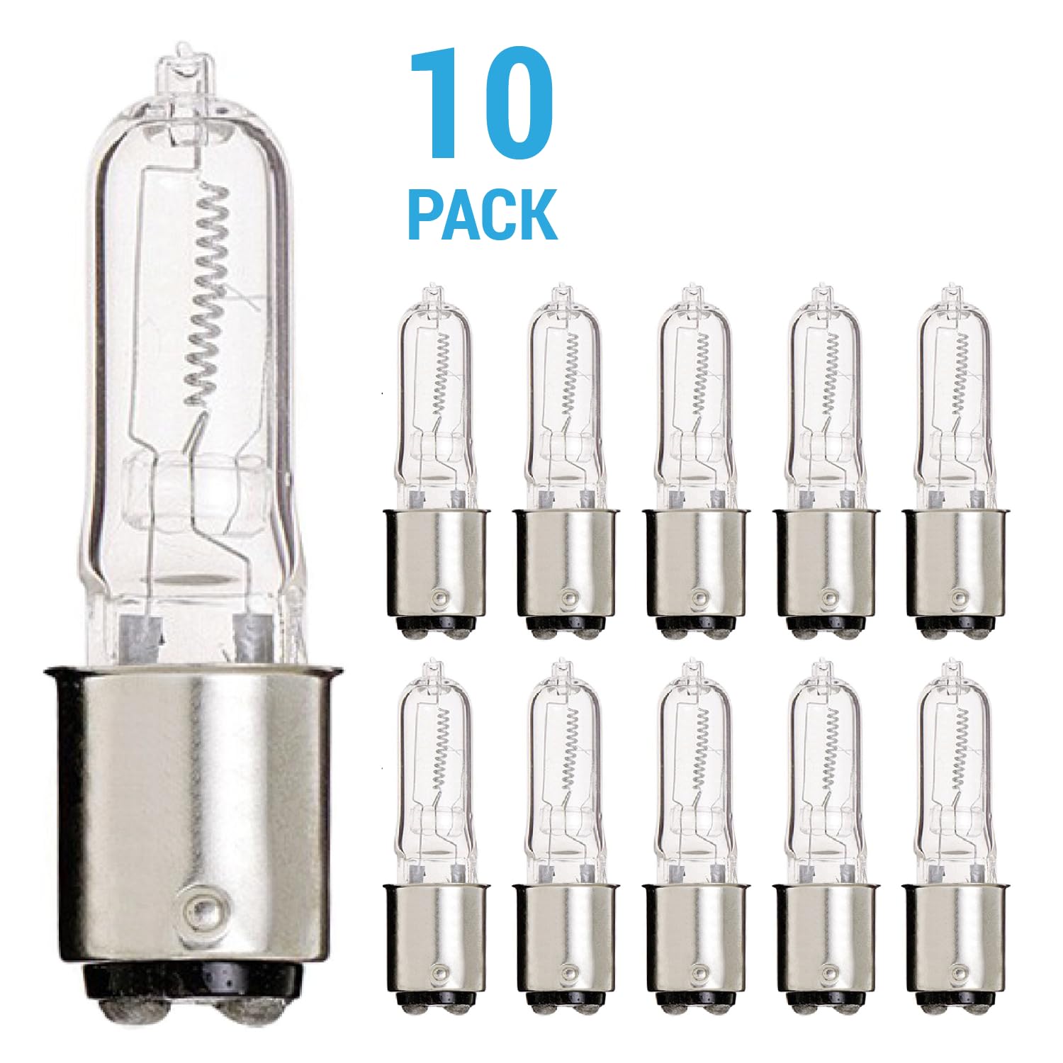 Kor (Pack Of 10) Q100Cl/Dc - 120-Volt - Halogen Jd Type T4 - Ba15D - Dc Bayonet Base - 100-Watt - Clear Light Bulbs