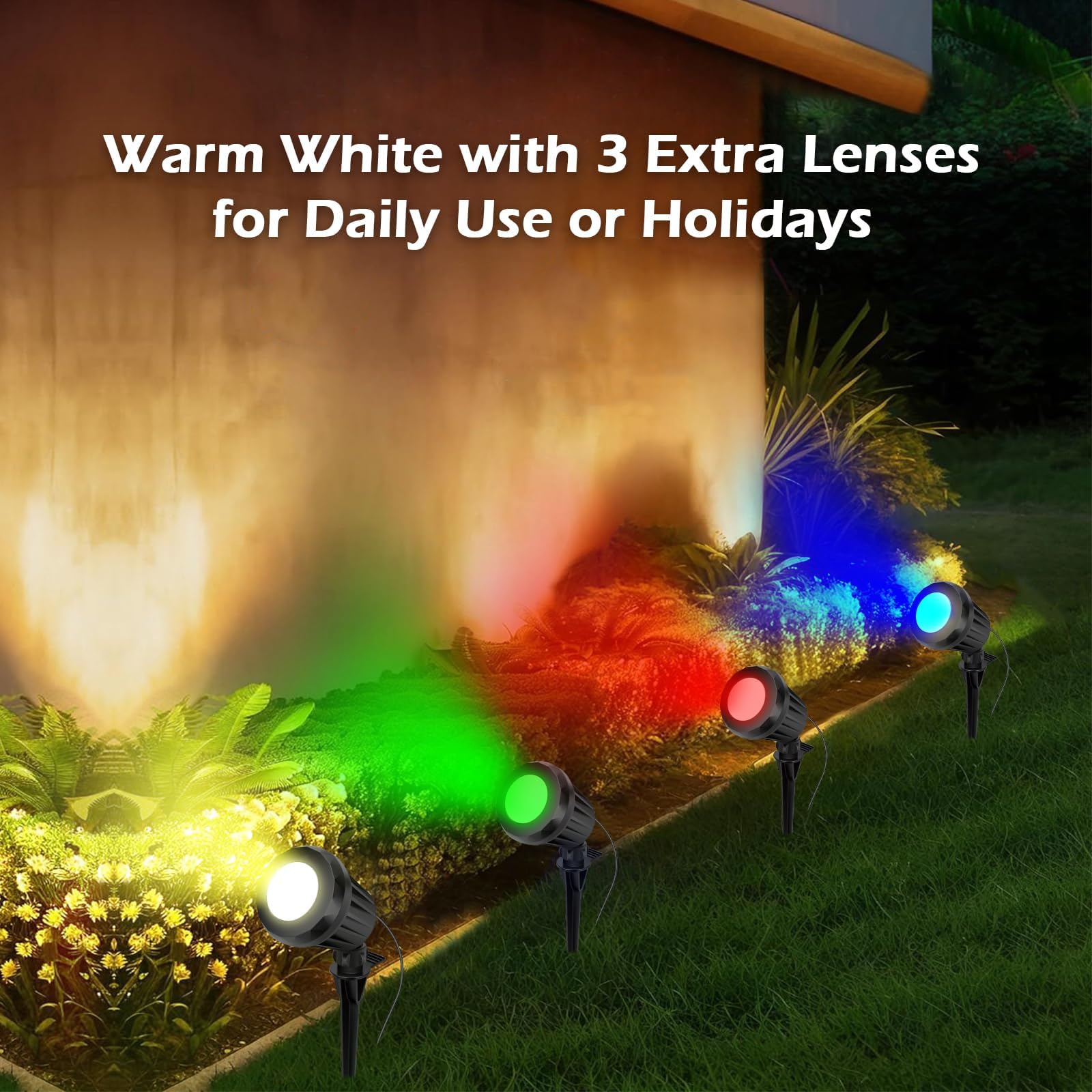 Holeva Halloween Spotlight Outdoor 10W LED, 2700K Warm White, IP67 Waterproof, 2 Pack, Black