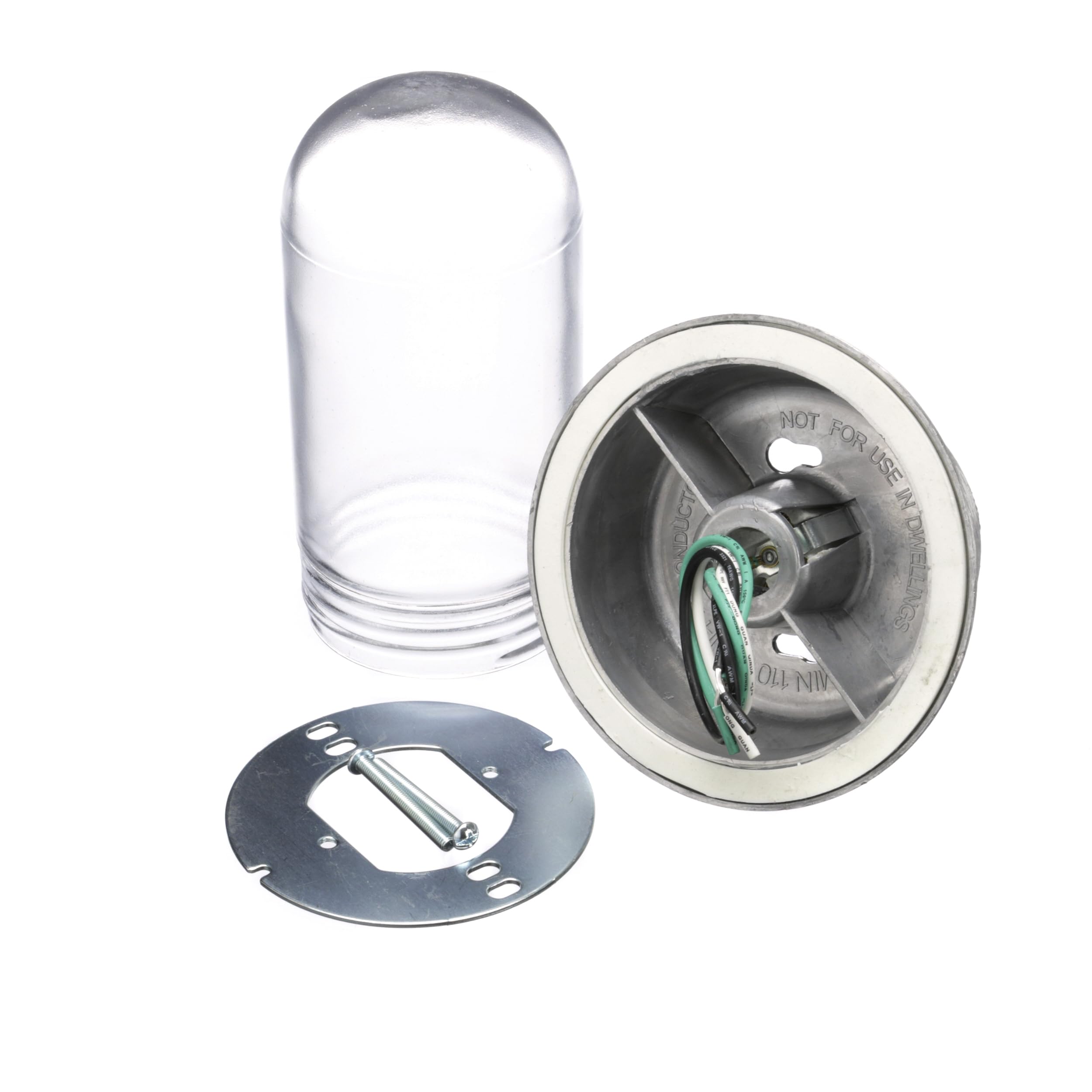 Ocs Parts 100W Surface Mount Incandescent Light Fixture With Clear Tempered Glass Globe