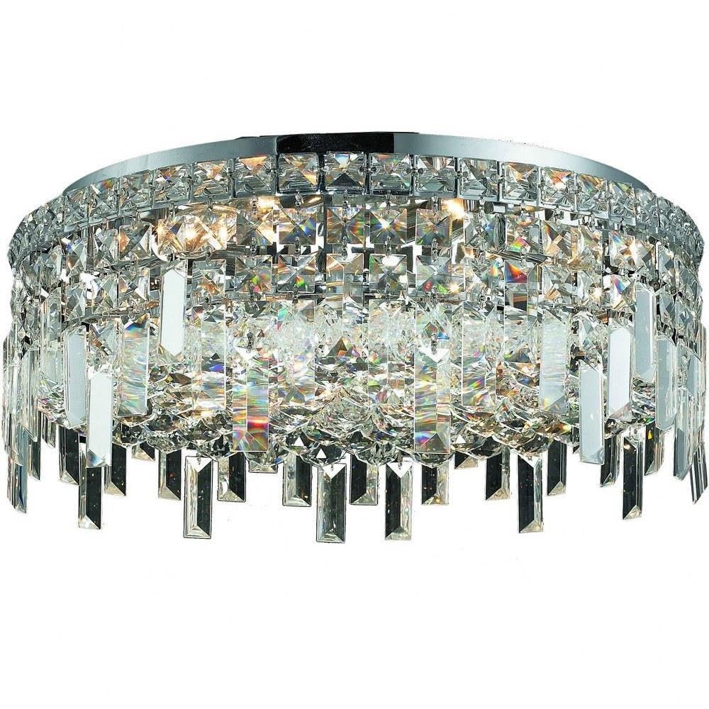 Elegant Lighting 2031F20C/RC Crystal Chandelier, 6-Light, Flush Mount, Chrome Finish, Clear Crystals