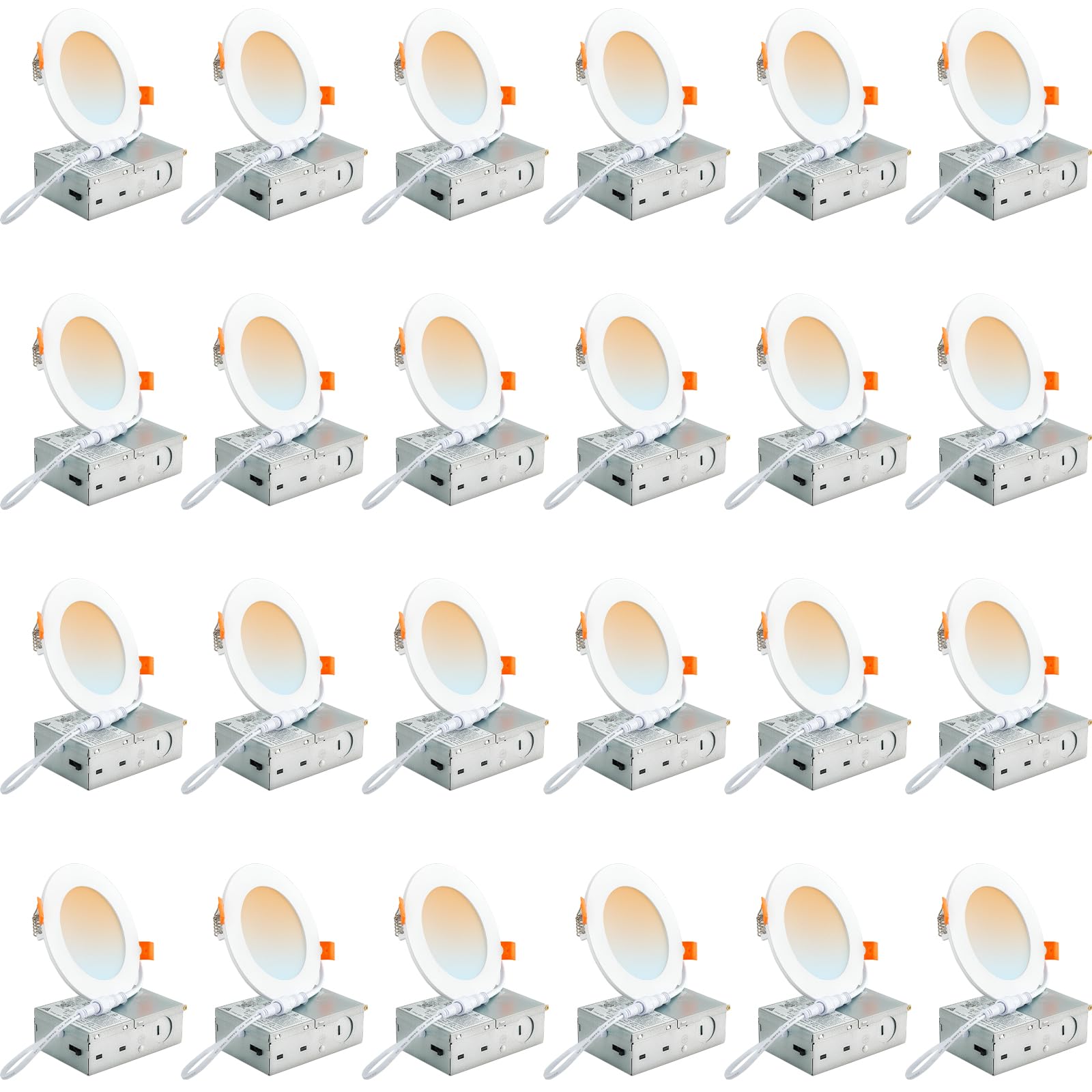 Dllt Led Recessed Ceiling Light: 24 Pack 4 Inch Recessed Lighting For Kitchen - 5Cct Dimmable Canless Wafer Downlight For Living Room - 900Lm Brightness 9W Led Can Lights For Bedroom Etl Fcc