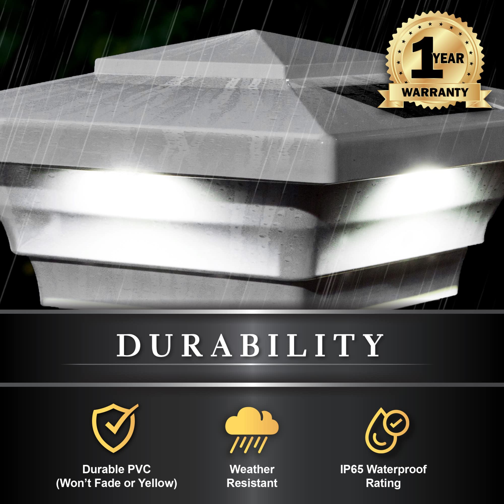 Classy Caps Sl4400 Pvc Windsor Solar Post Cap, 4" X 4", White