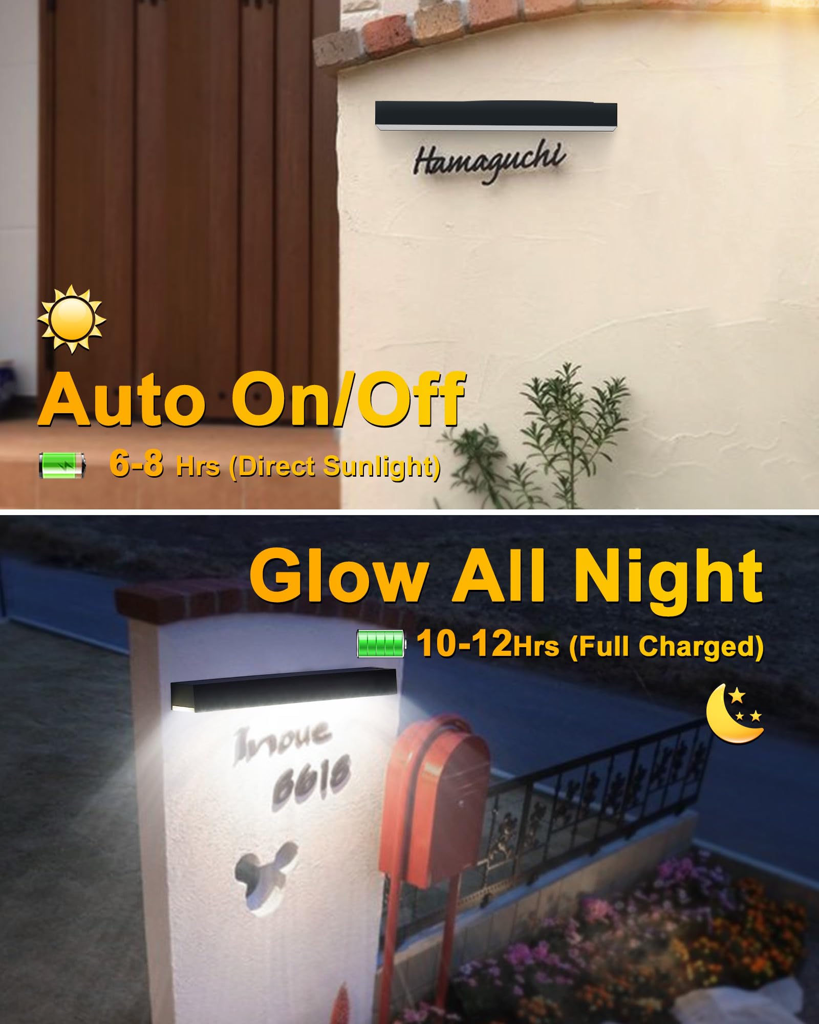 LUHLEE Solar Sign Light Outdoor, 2 Pack Waterproof LED Address Lights, Ultra Bright, Black, Model MDC015859