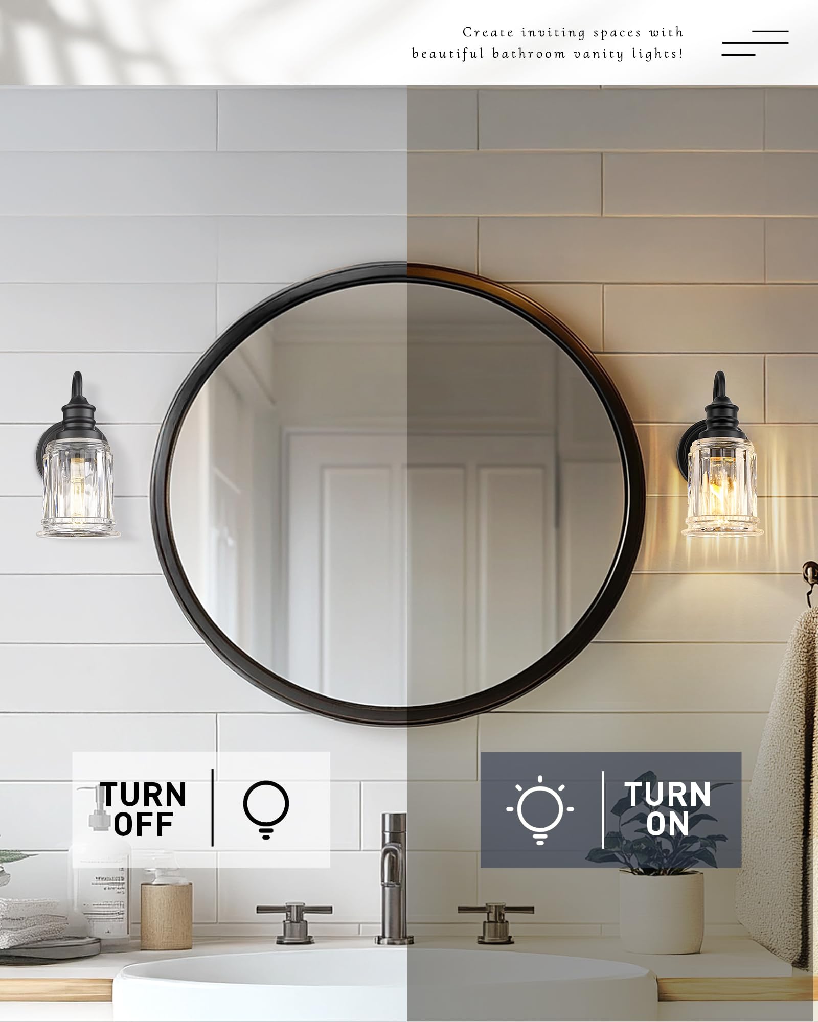 Black Wall Sconces  Hwh Rustic Industrial Wall Lamps  1-Light Sconces Wall Lighting With Bell-Shaped Clear Glass  Bathroom Vanity Light Fixture For Bedroom Living Room Kitchen  5Hzg106B Bk