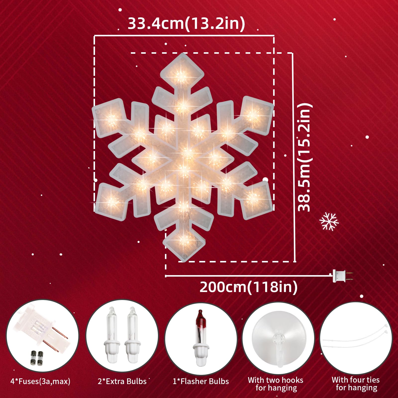 Lamphome 17&quot; 20L Snowflake Christmas Window Silhouette Lights Decorations, Lighted Snowflake Christmas Window Lights For Christmas,Party,Home,Patio Lawn,Garden