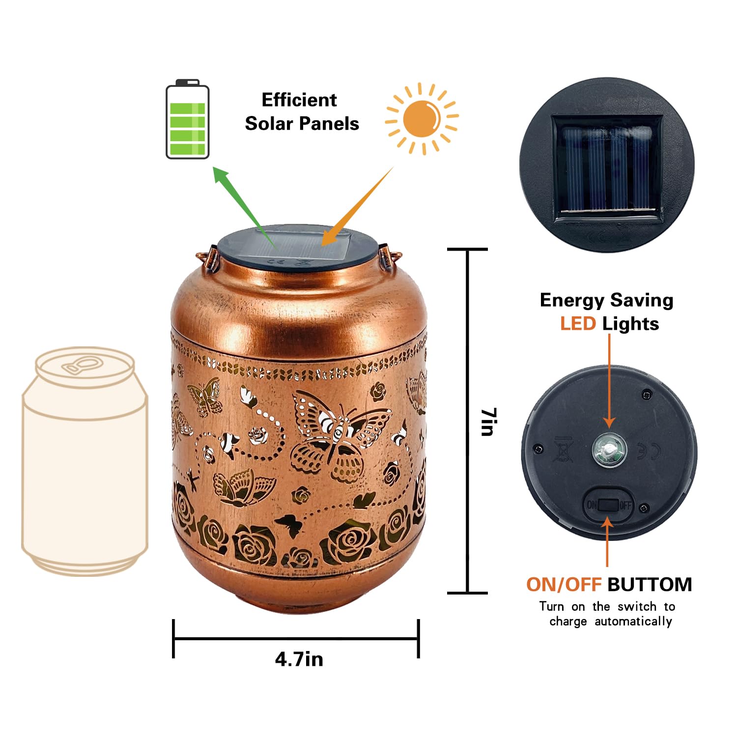 Butterfly Solar Lanterns Outdoor Waterproof Hanging Solar Lights Butterfly Gifts For Women Men Metal Decorative Led Butterflies Lanterns For Yard, Patio, Lawn, Tabletop, Landscape Pathway Garden Decor