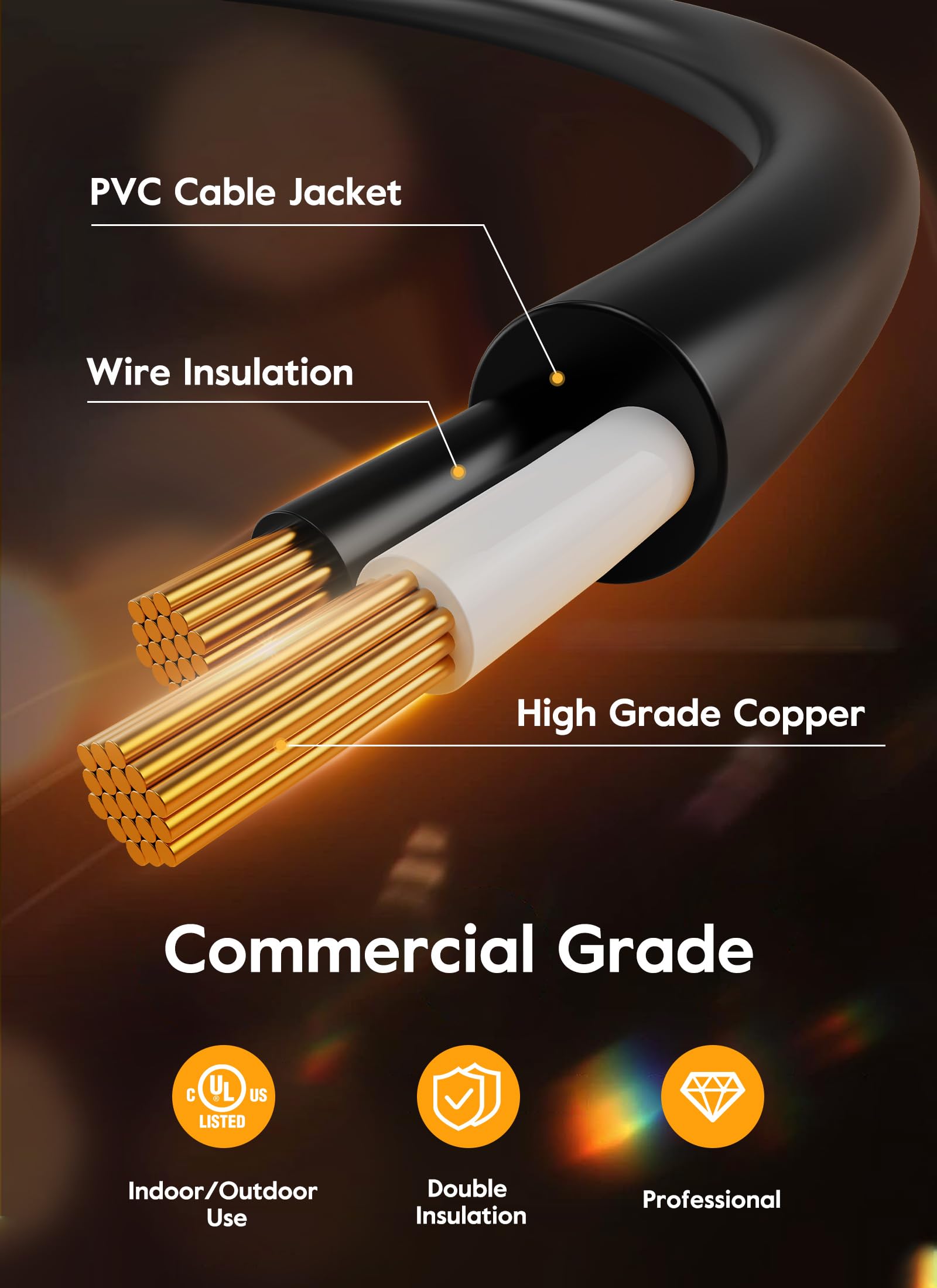 Brightown Outdoor String Lights Led 100Ft Patio Lights With 52 Shatterproof St38 Dimmable Vintage Edison Bulbs, Waterproof Outsi