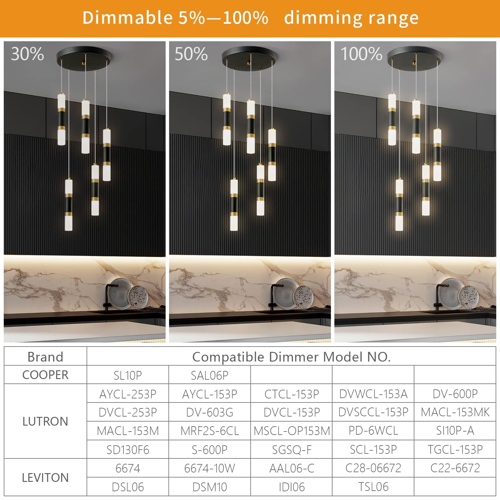Liangmh 5-Light Modern Pendant Light Kitchen Island Light Fixture Dimmable Led Black Mini Pendant Lights Dinning Room Kitchen Bl