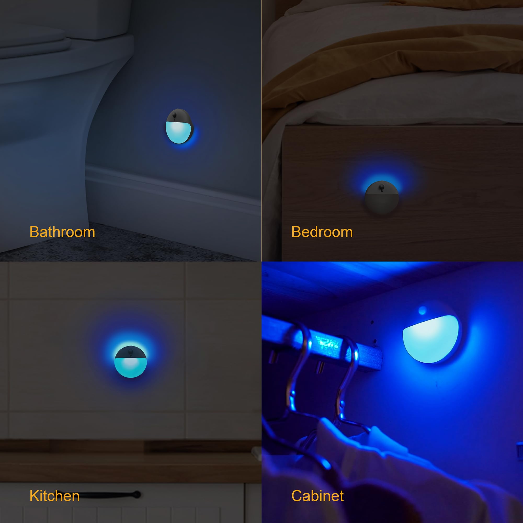 YUNLEX Motion Sensor Stair Lights 2 Pack, Dimmable Portable Night Light, Blue, Model NLS26