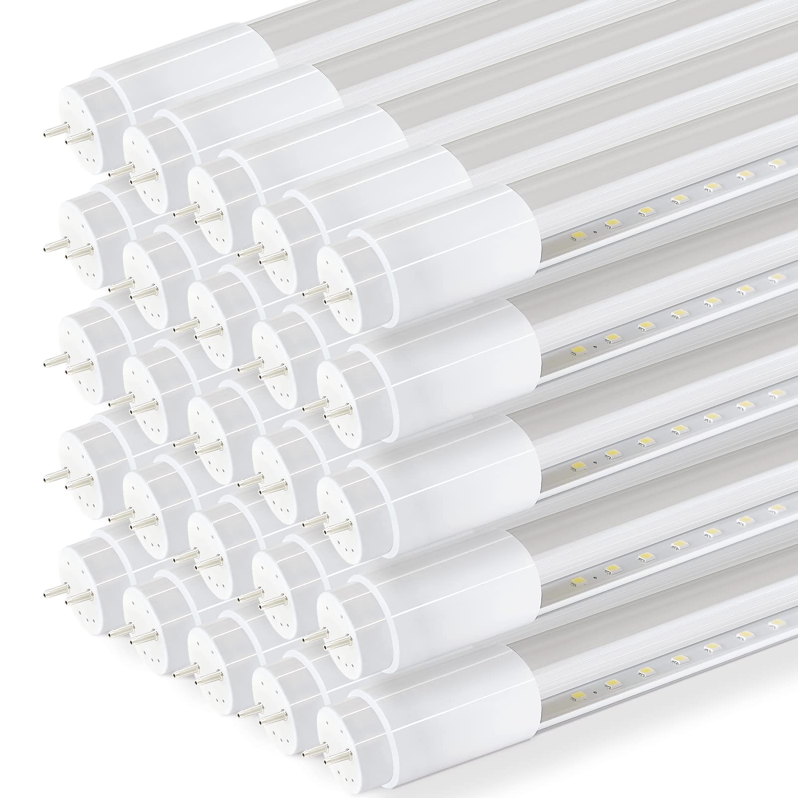 LEDONE T8 4FT Tube Light Bulbs, Frosted Type B Single or Double Ended, 5000K Daylight, 9W, 1750LM, 120-277V Glass Tube, DLC UL N