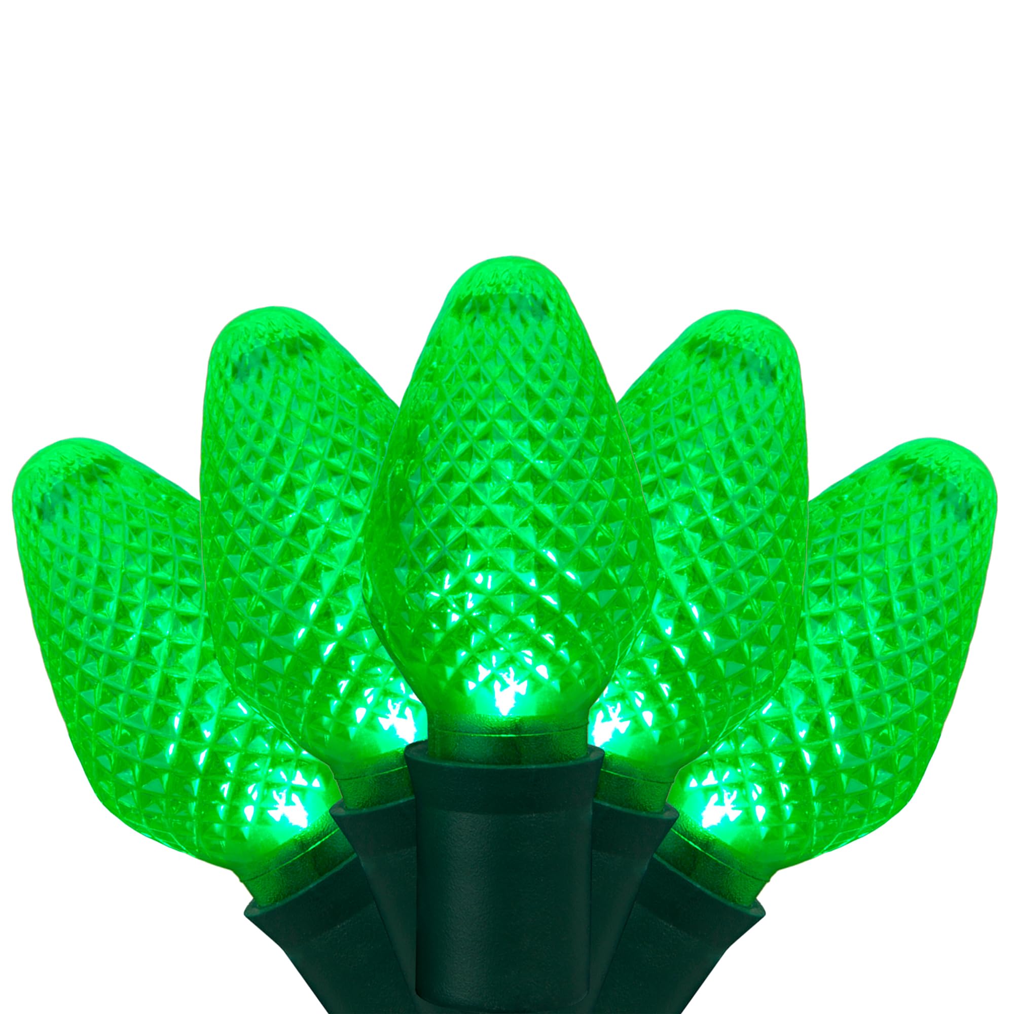 Wintergreen Lighting C7 Green Christmas Lights Set Of 25, 17 Ft, Green Led Christmas Lights St. Patricks Day Lights Halloween Lights Party Led Christmas Lights Outdoor Christmas String Lights