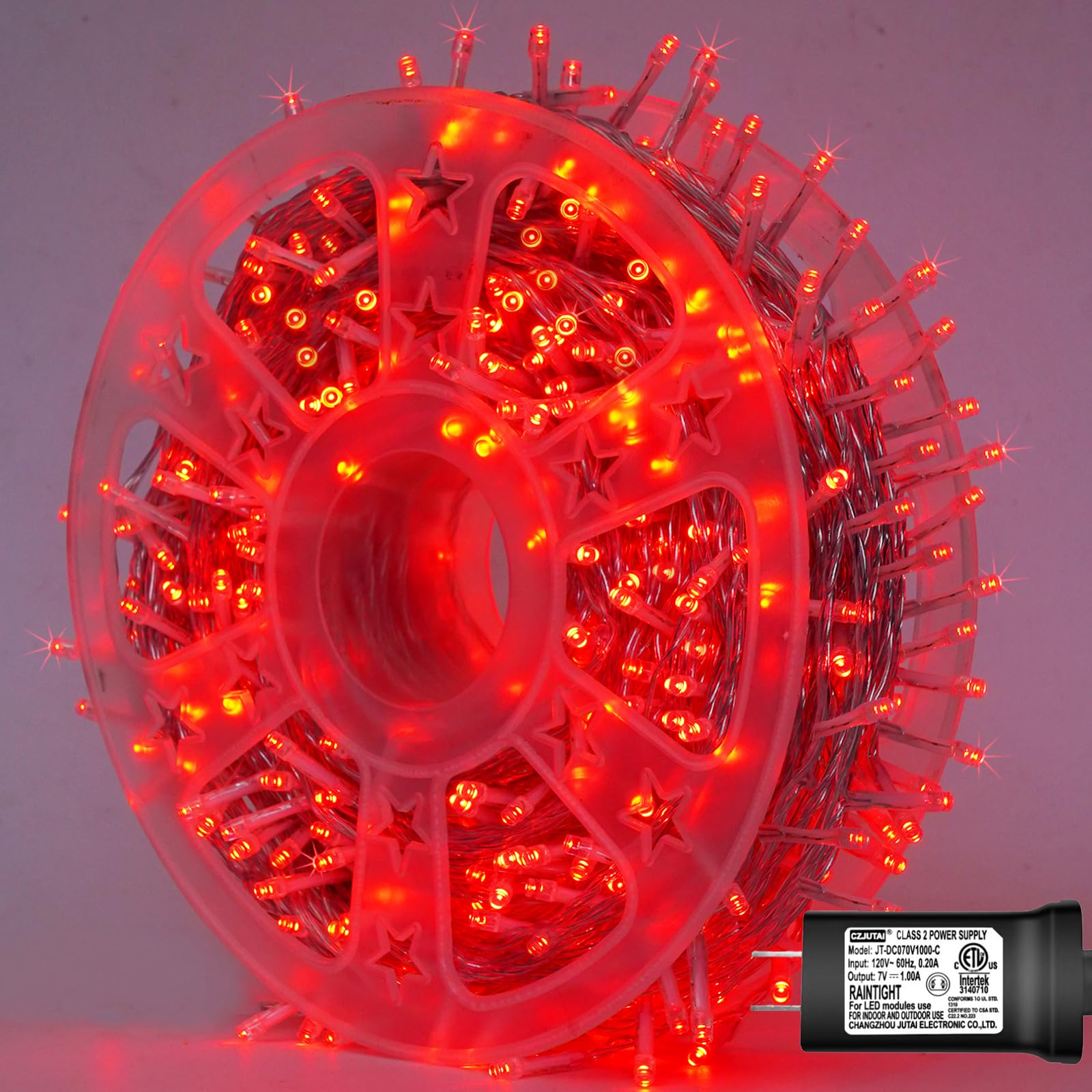 YEGUO 165ft 500 LED Red Christmas Lights Outdoor Waterproof, Clear Wire String Lights Indoor, Twinkle Tree Lights Plug in with M